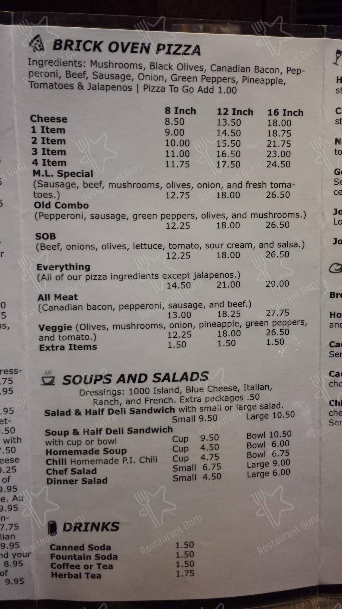 Park Inn menu