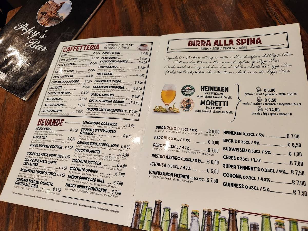 Menu di Pepy's Bar 