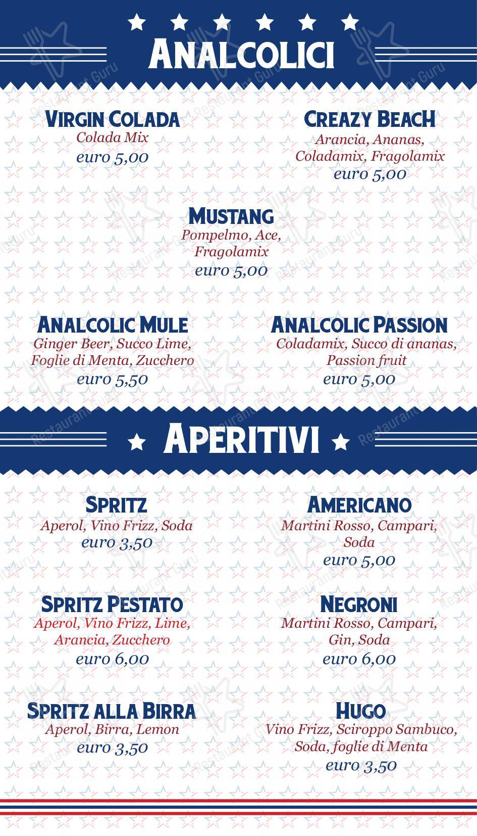 Menu di PinUp Pub - Menu bar