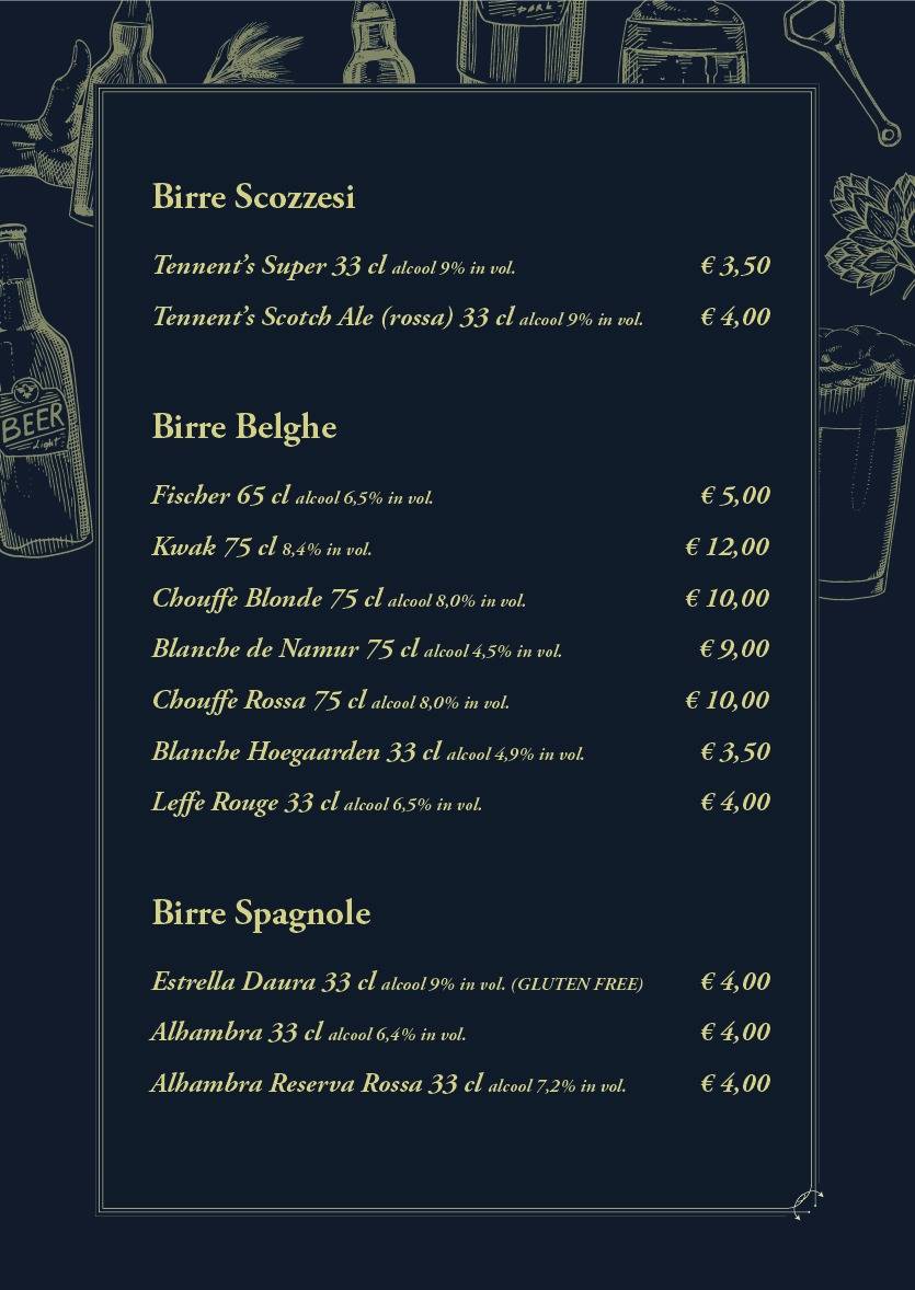 Menu di Pub Birreria La Corriera 