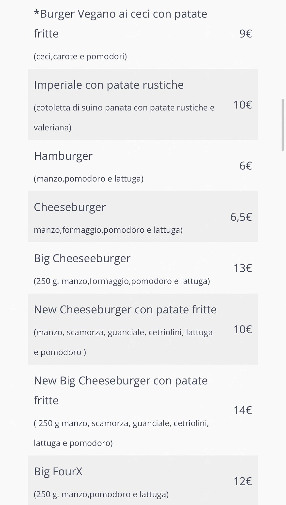 Menu di Pub Four X 