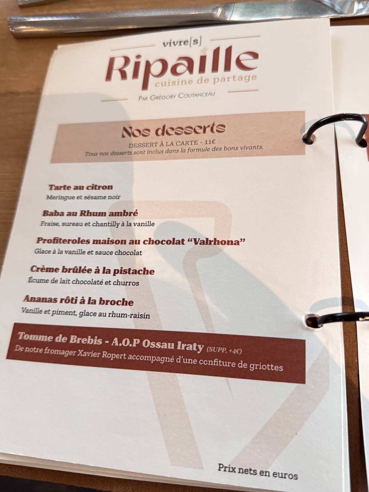 Menu de Ripaille - Vivre[s]