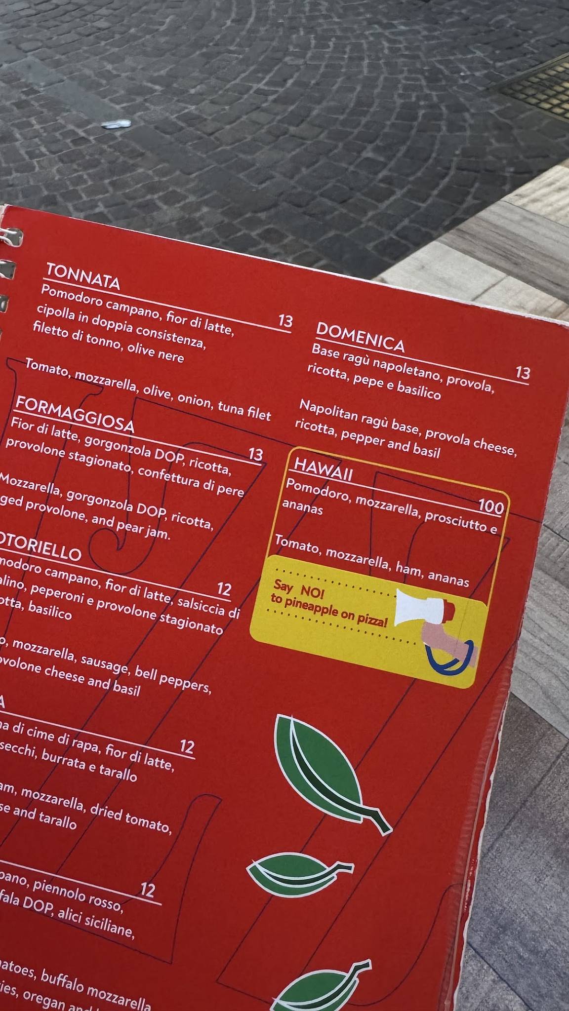 Menu di Pizzeria Napoletana Sud - Centro Storico 