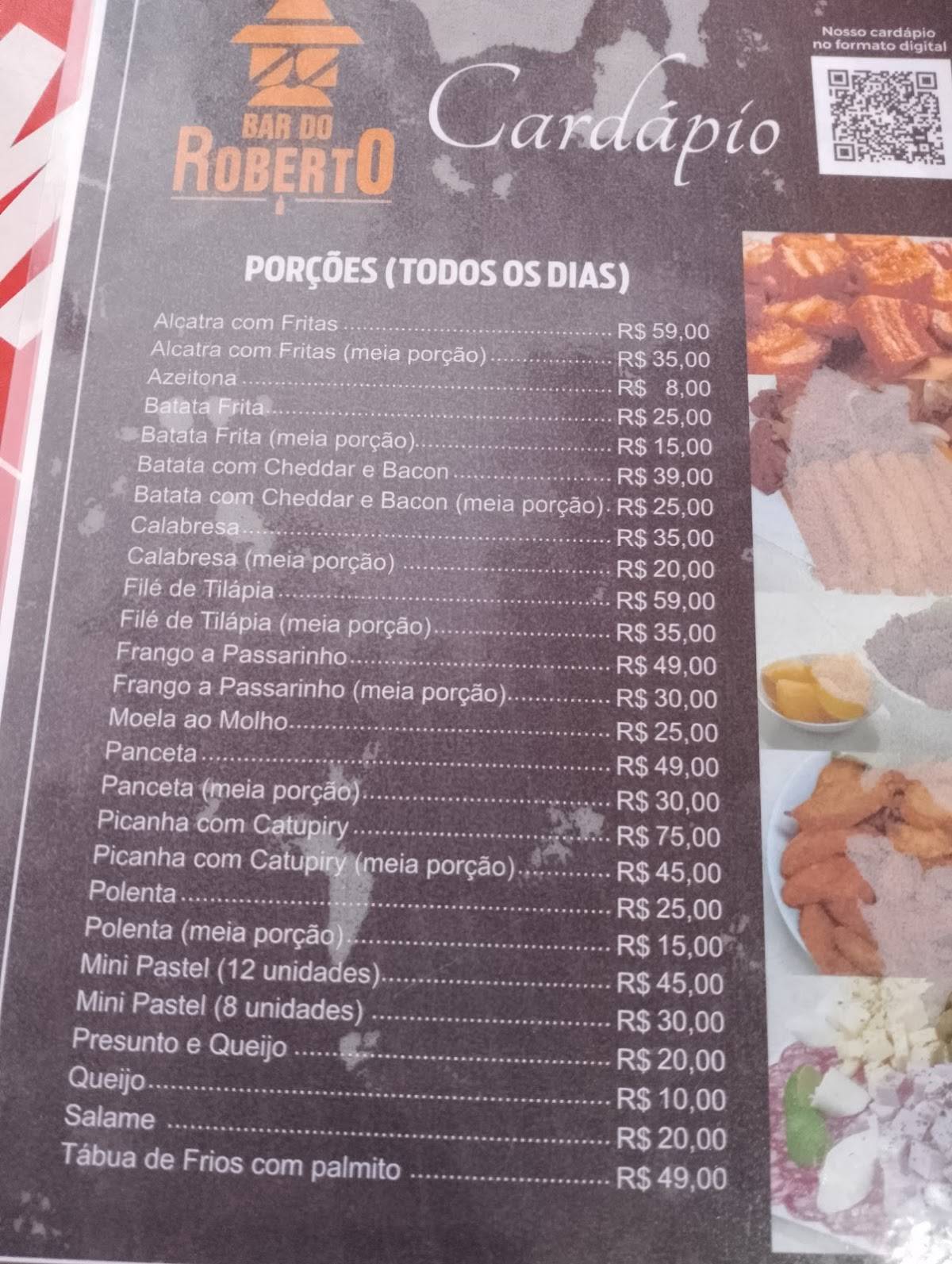 Bar do Roberto cardápio