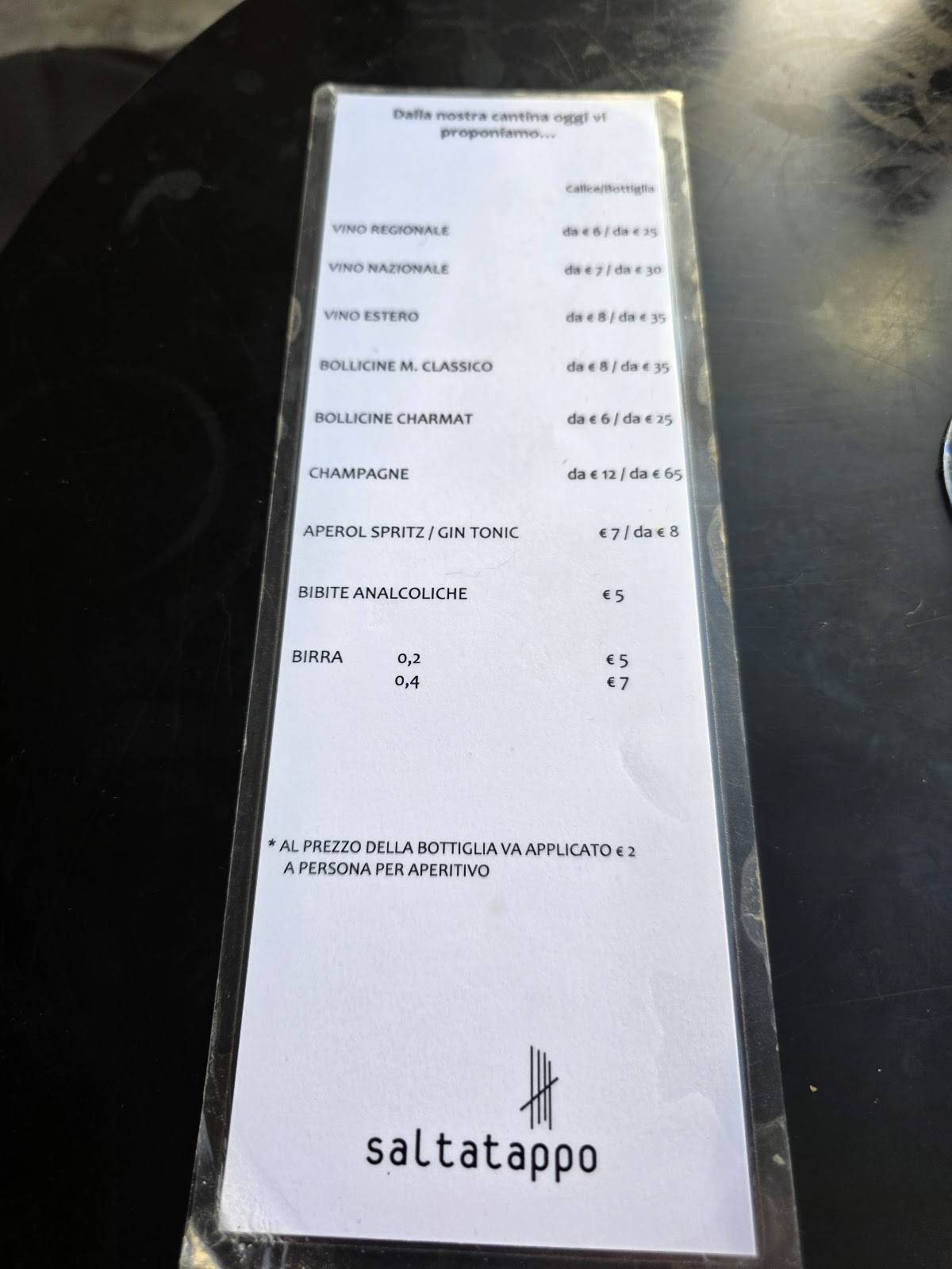 Menu di Saltatappo Vinoteca 