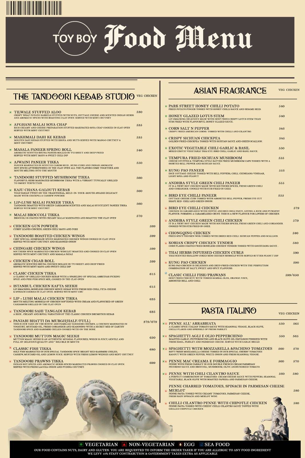 TOY BOY menu