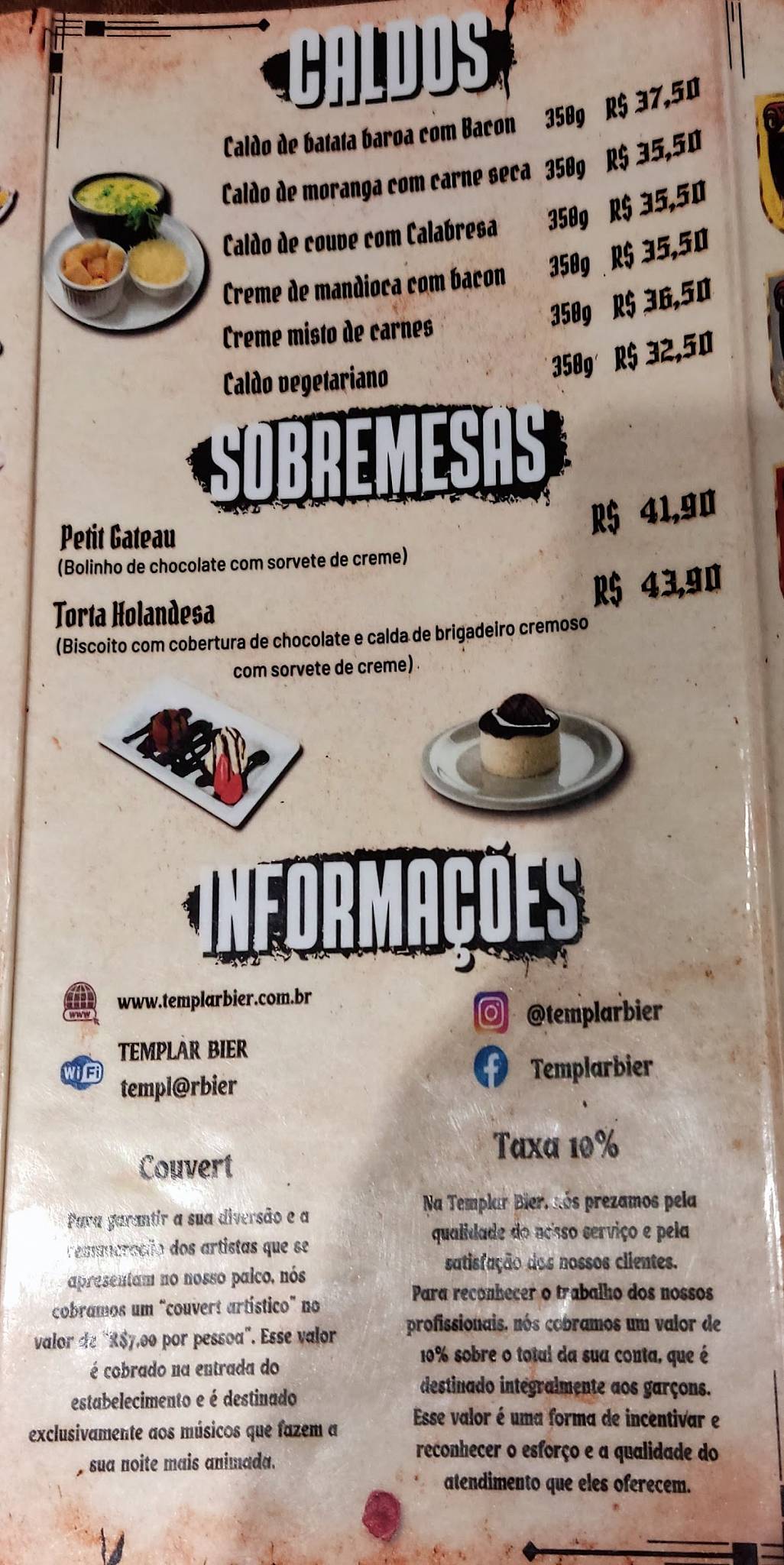 Templar Bier BrewPub Cervejaria Artesanal Bar e Restaurante cardápio