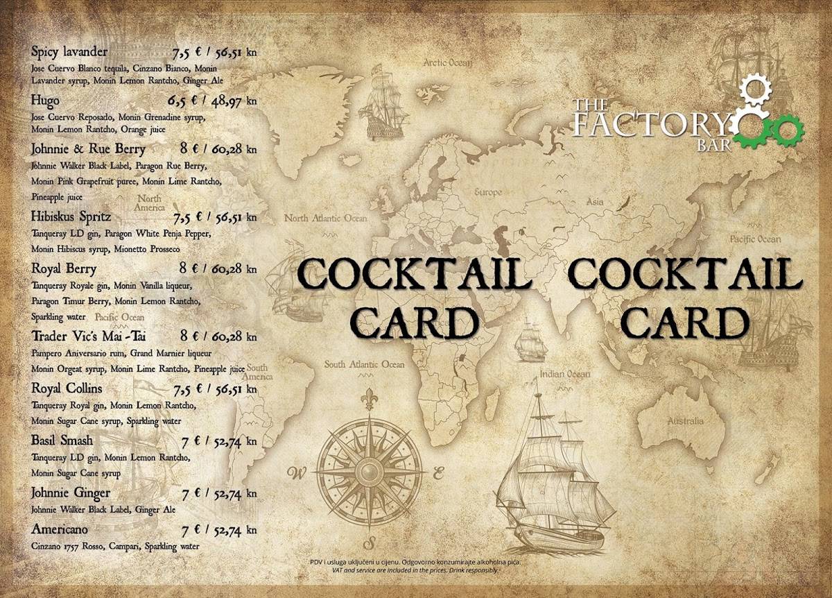 Menu di The Factory Bar 
