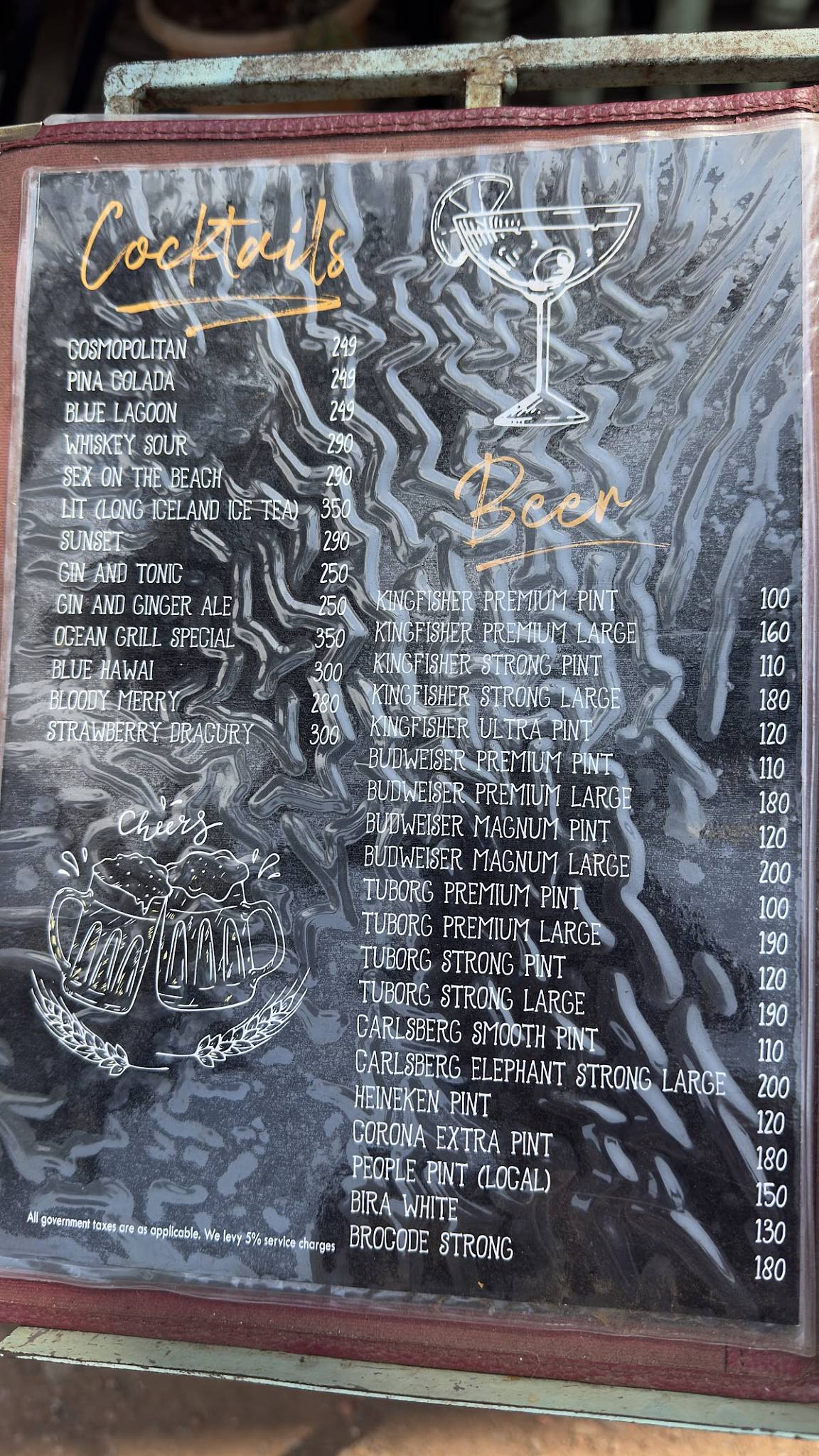 The Ocean Grill menu