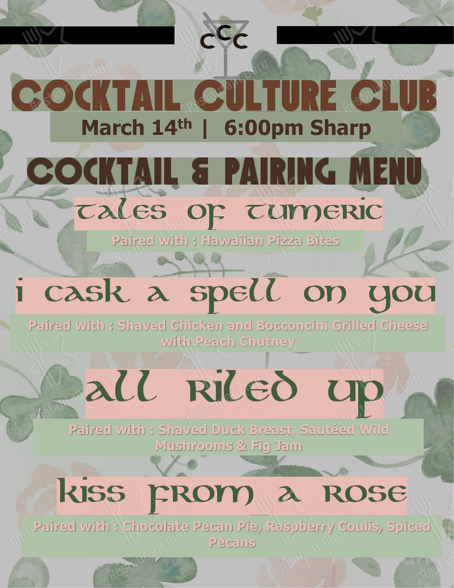 University Club of Victoria dans Victoria - Table Menu