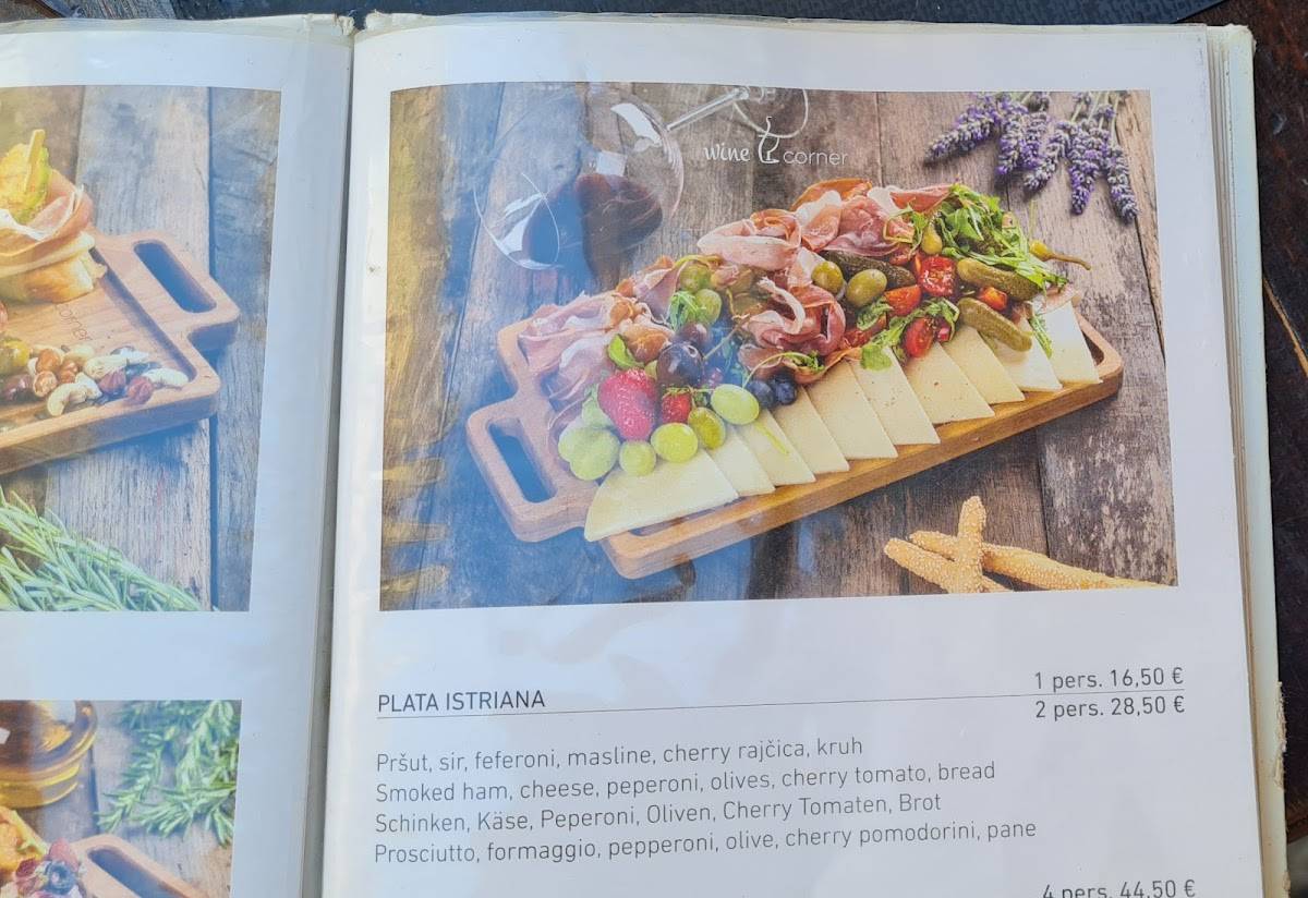 Menu di Wine Corner Porec 