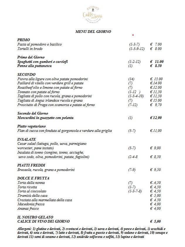 Menu di Caffé Delle Torri 