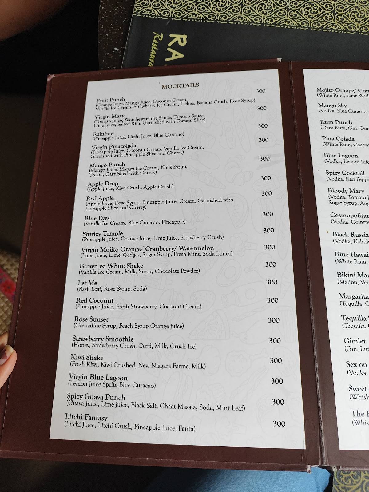 Rahul Restaurant and Bar menu