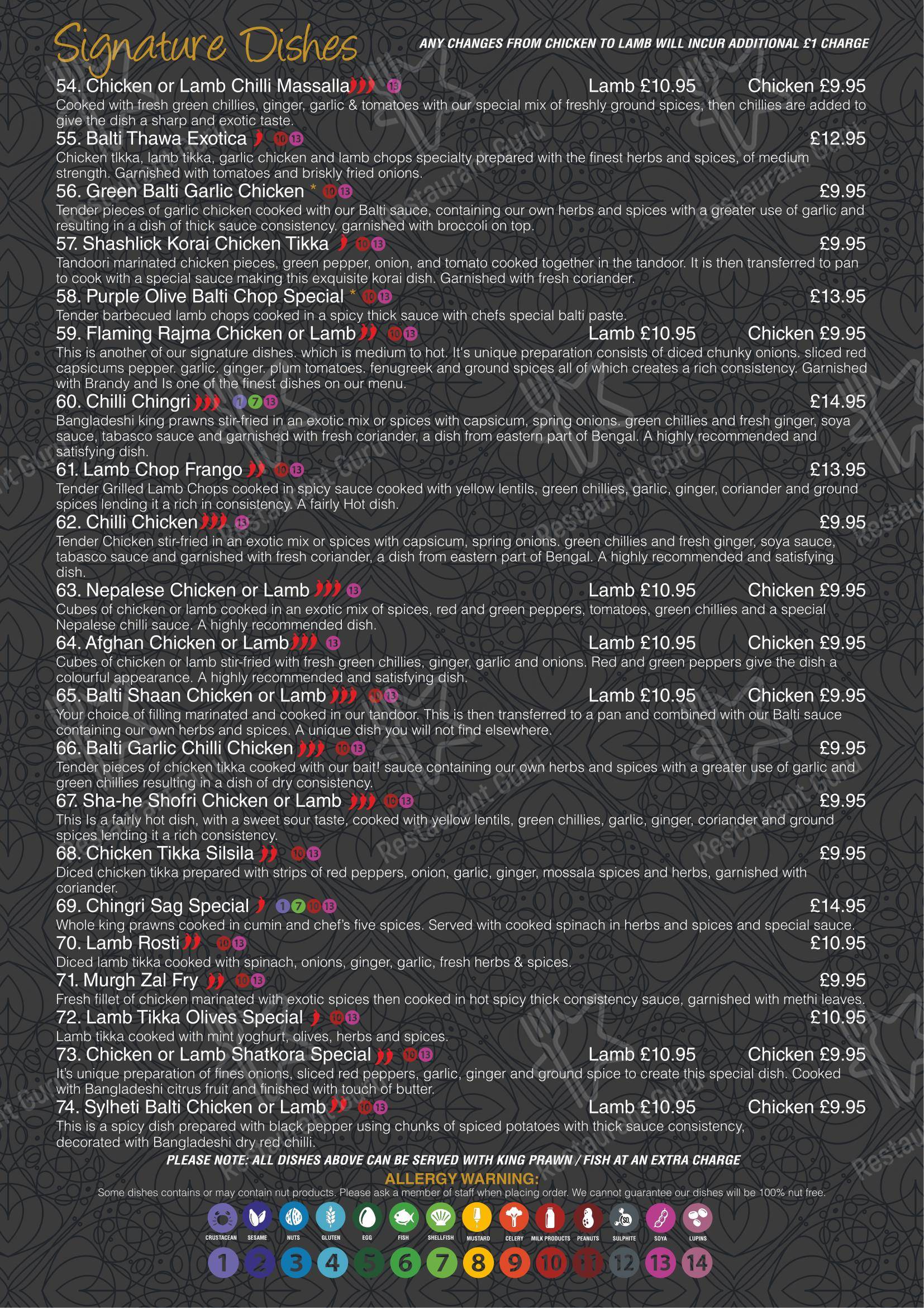 Menu at Purple Olive Ashton restaurant, AshtonunderLyne, 83 Stamford St E