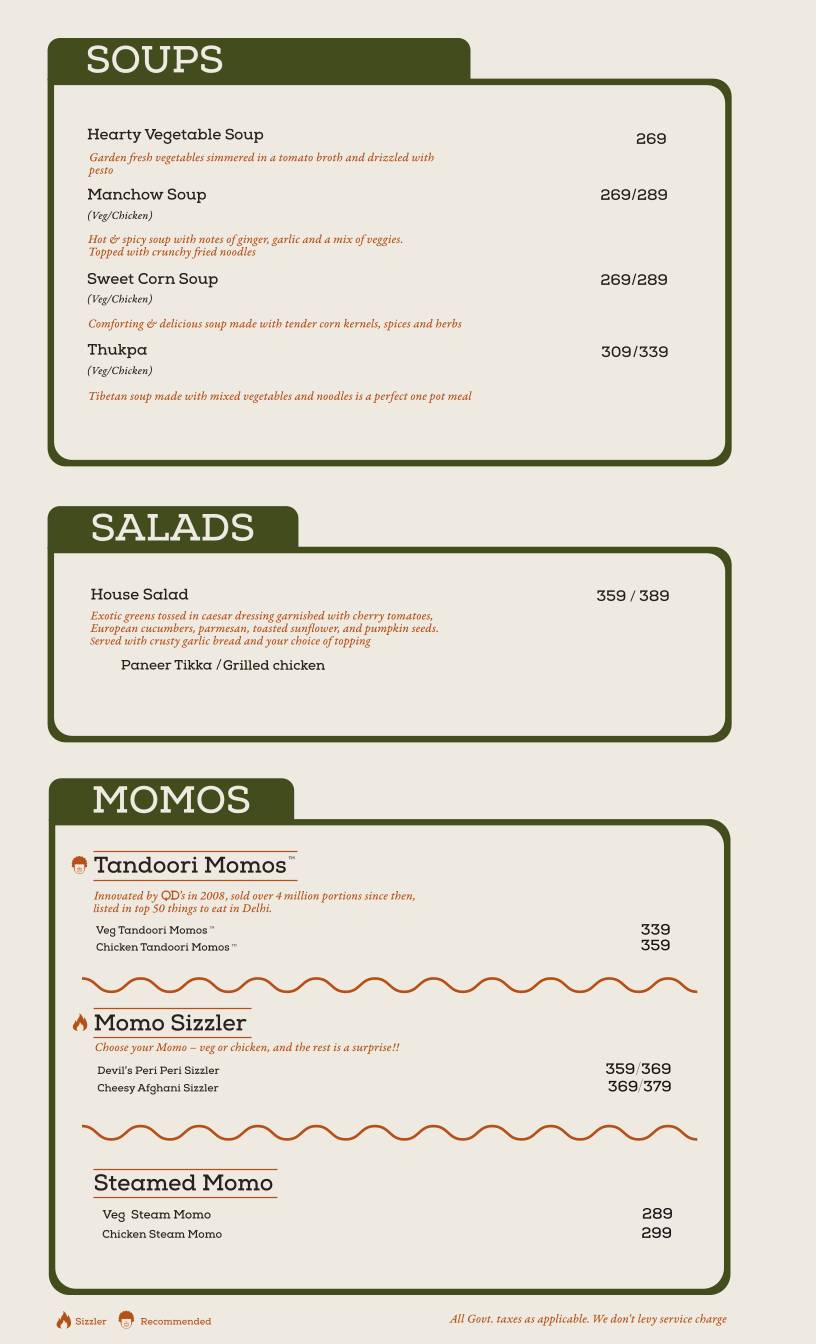 QD Restaurant menu