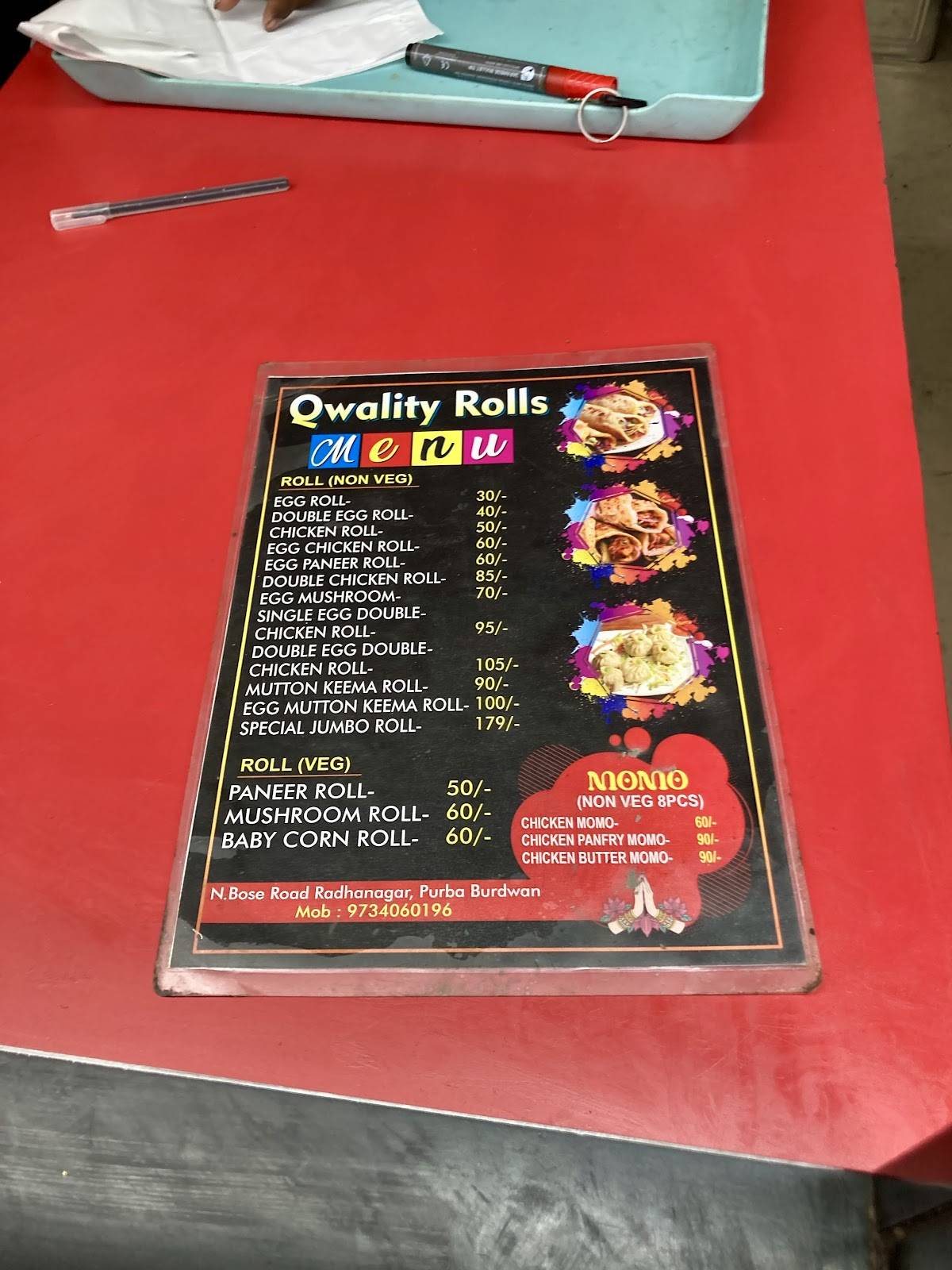 QWALITY ROLLS menu