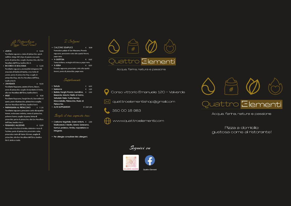 Menu di Quattro Elementi 