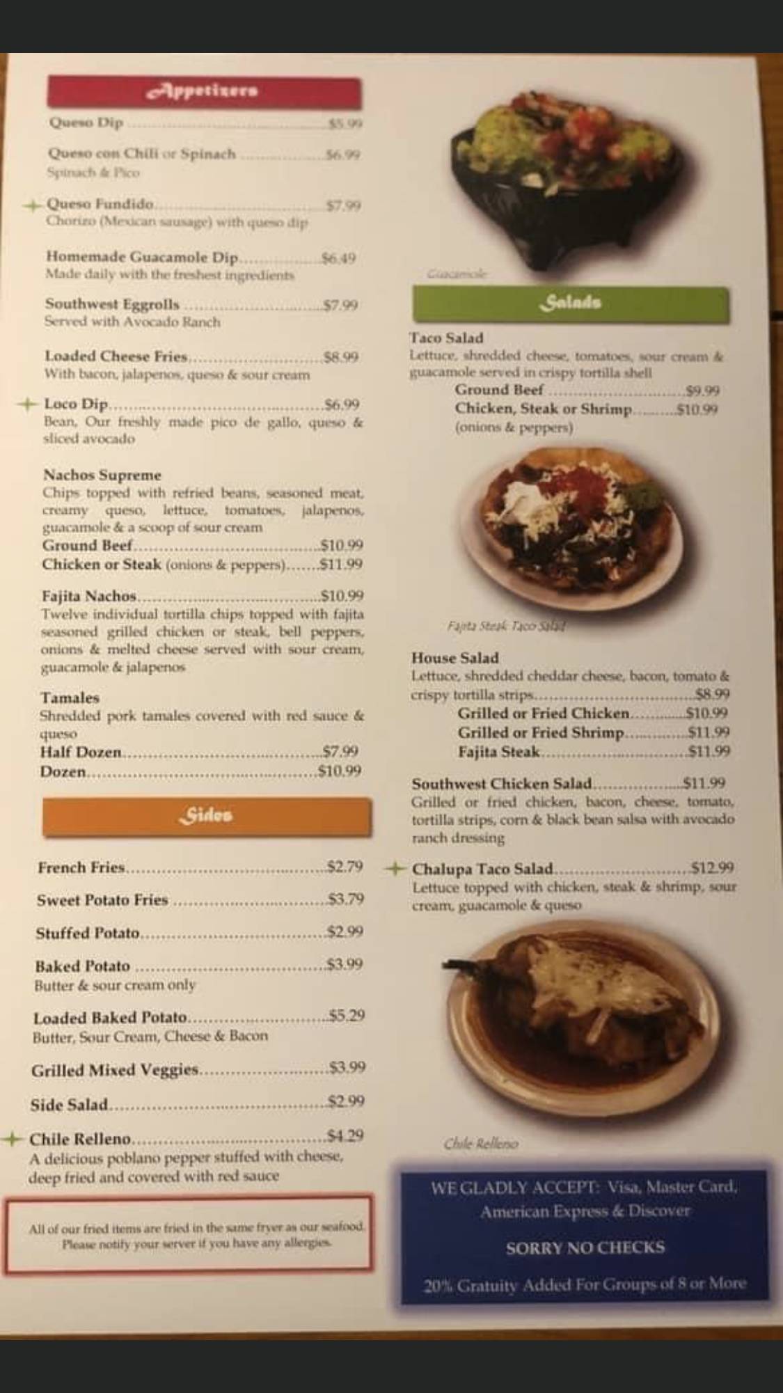 Menu at Que Pasa restaurant, Saint Francisville, US61