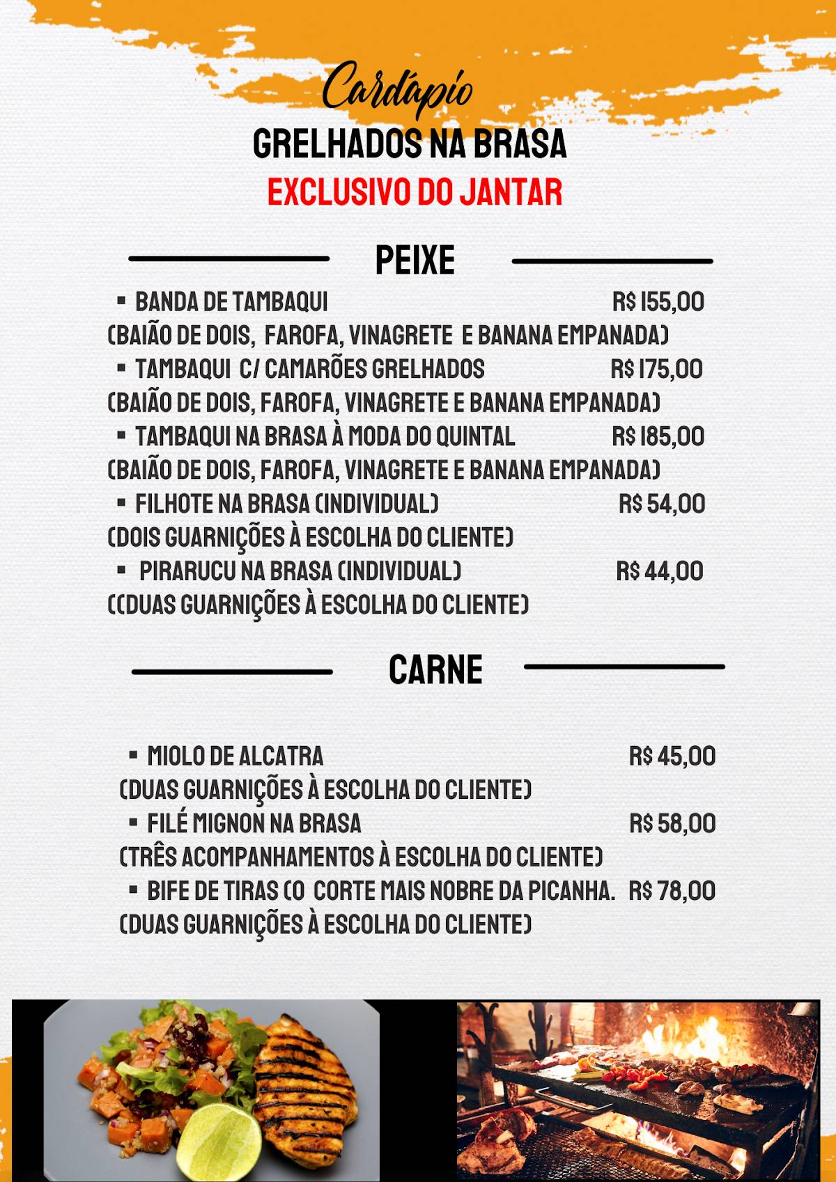 Quintal do Geléia cardápio