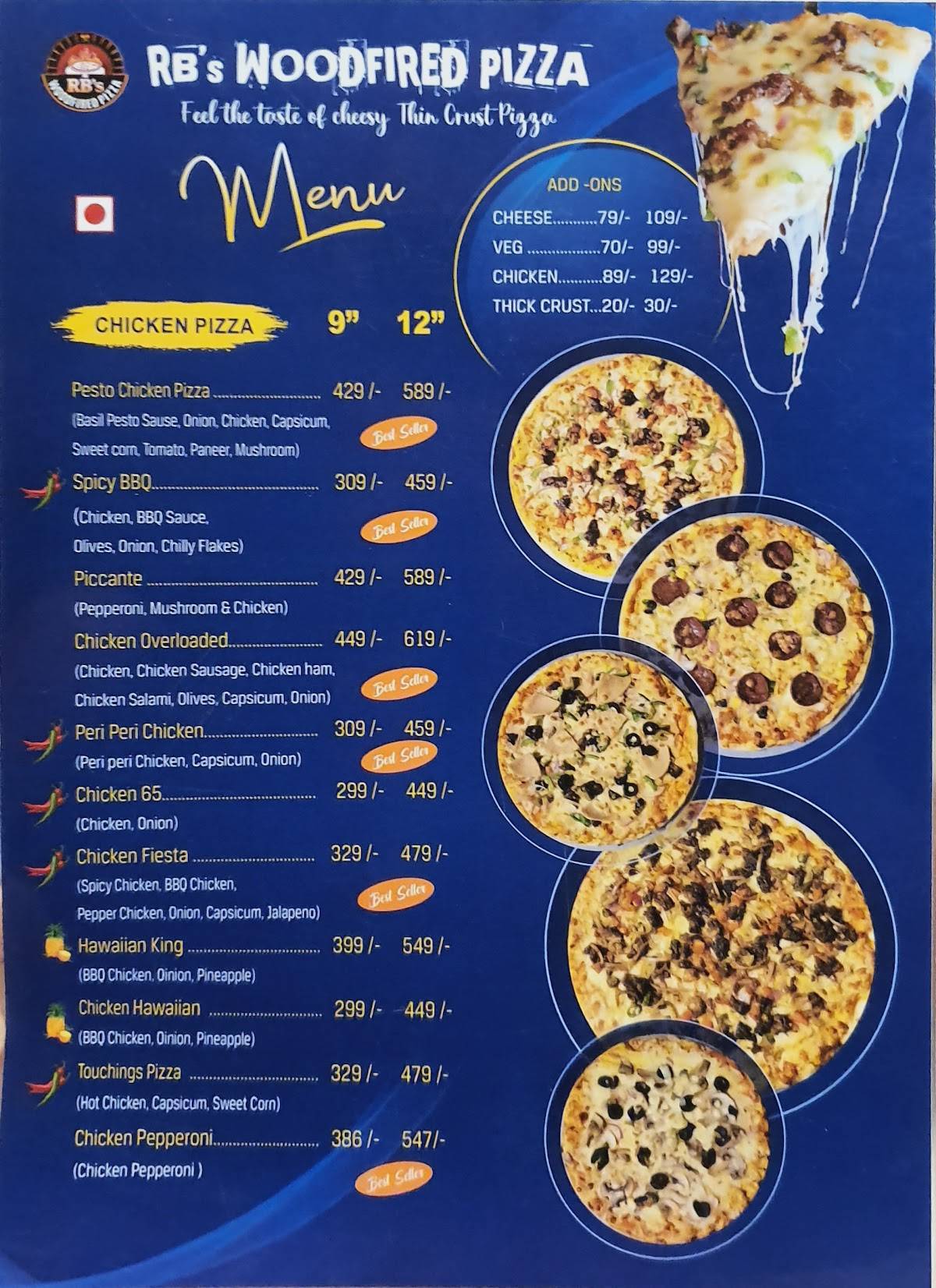 RB's Woodfired Pizza menu