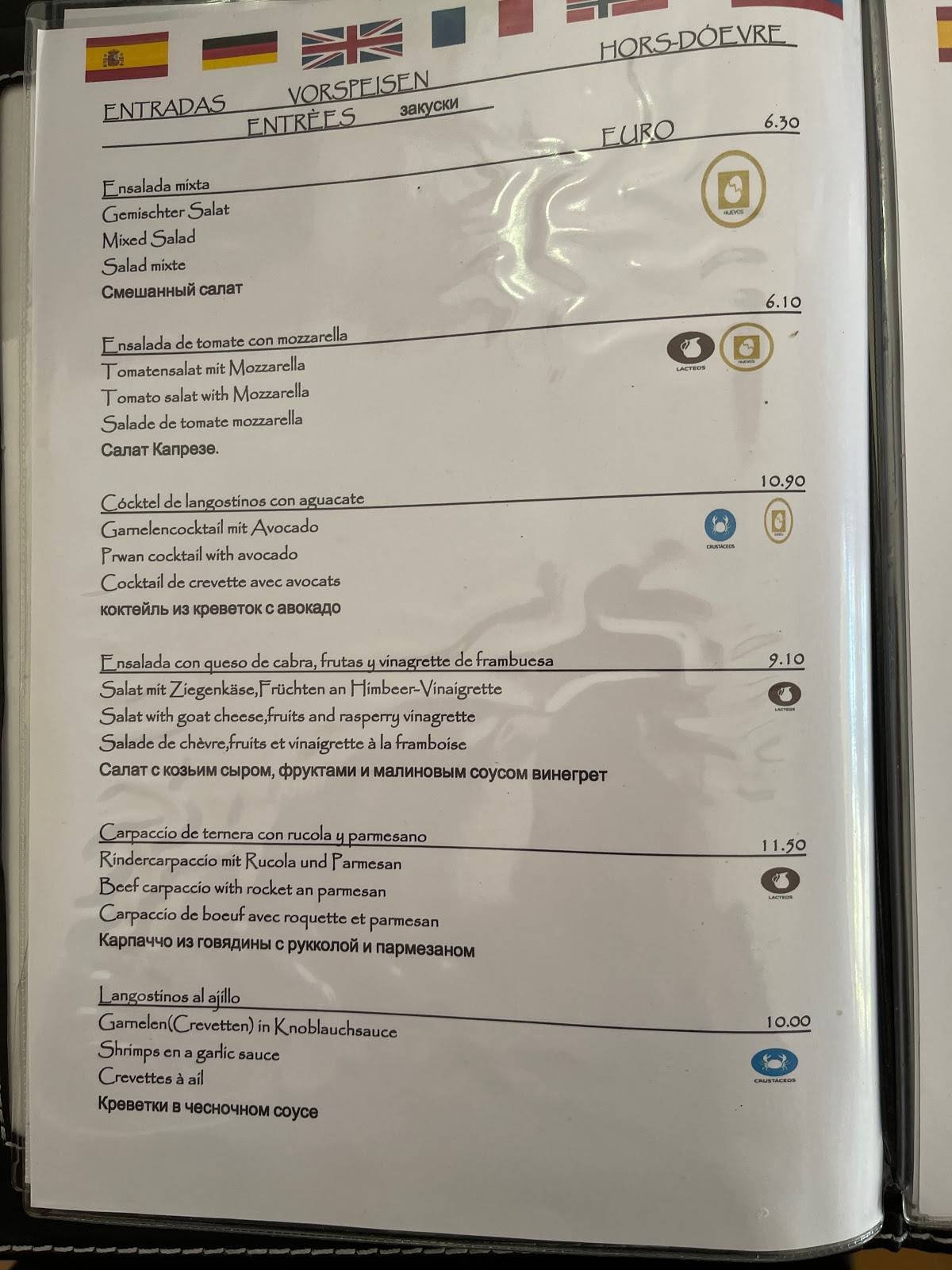 Menu at RESTAURANTE LOS DOS CAÑONES., Calp
