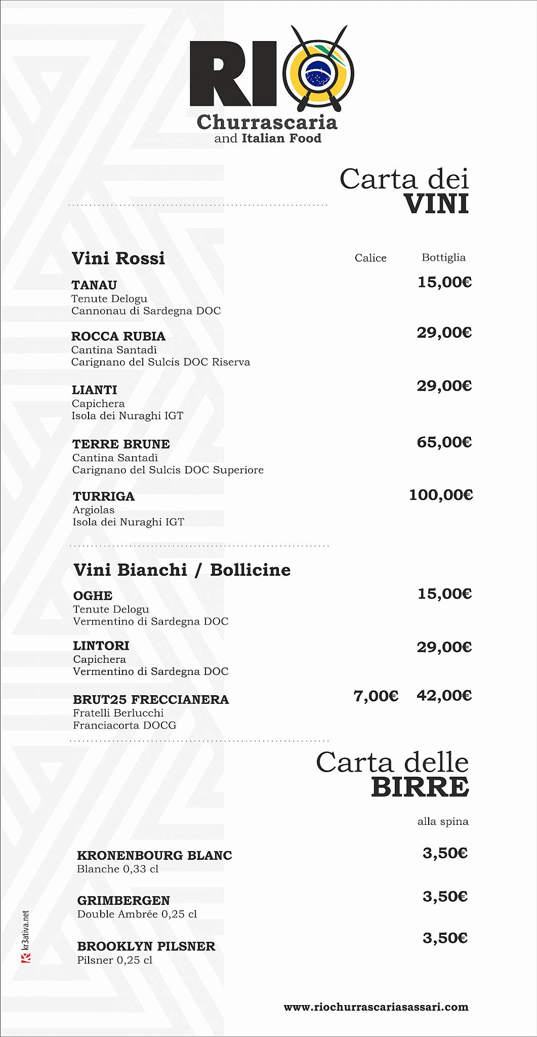 Menu di RIO Churrascaria 