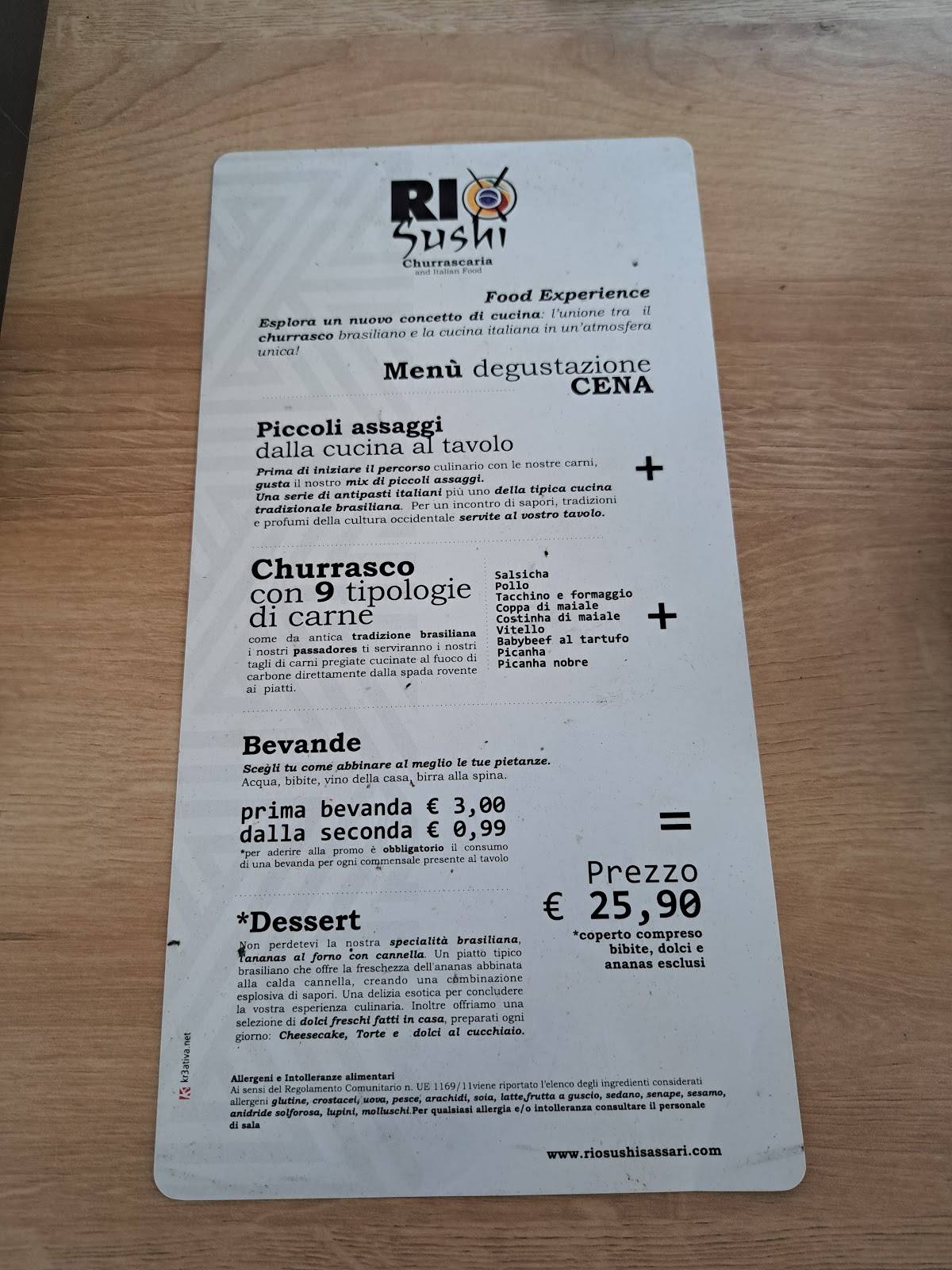 Menu di RIO Churrascaria 