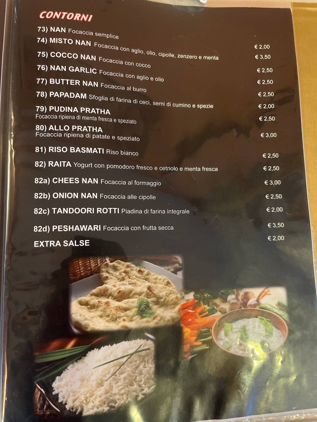 Menu di Ristorante Indiano 