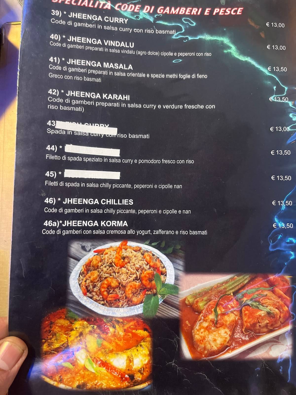 Menu di Ristorante Indiano 