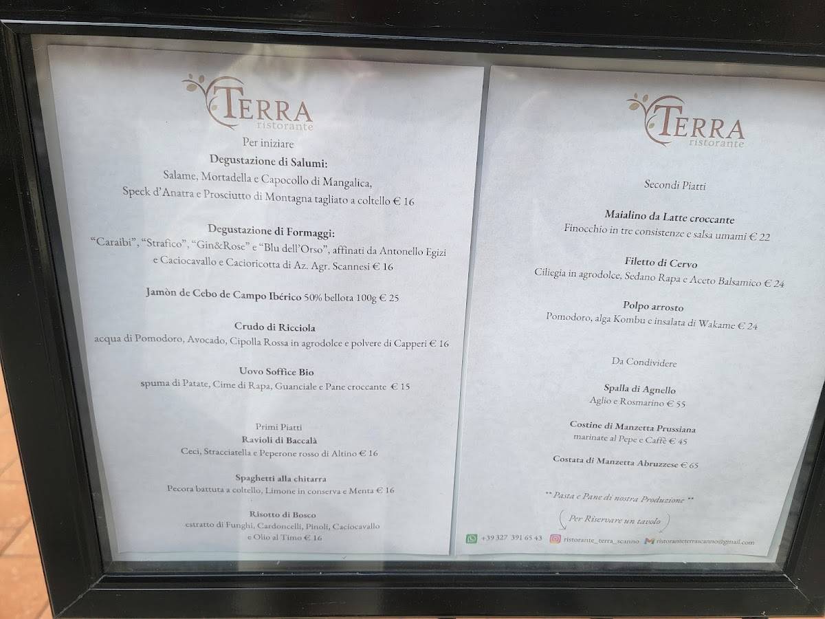 Menu di RISTORANTE TERRA 