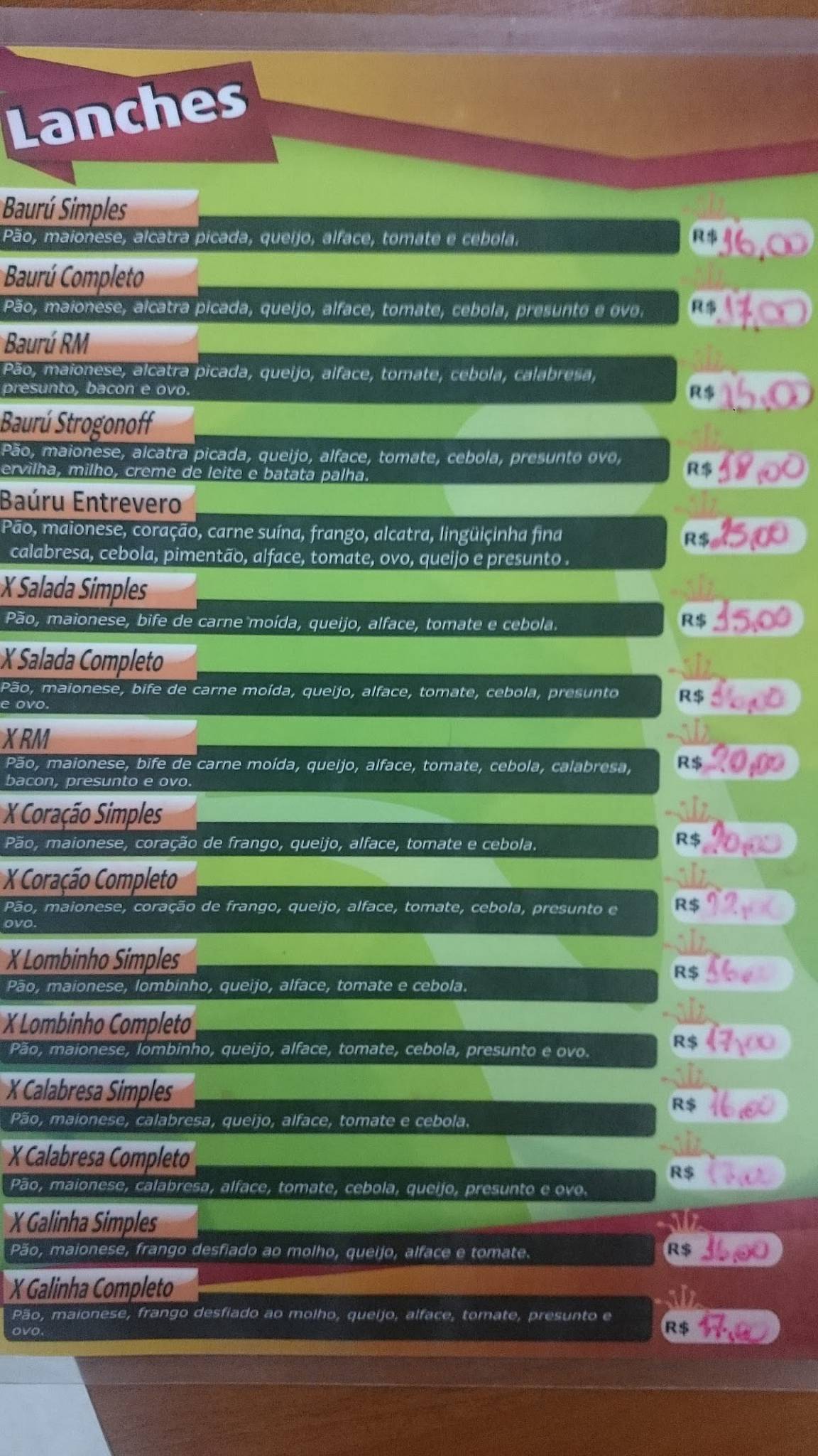 RM Lanches-Pelotas cardápio