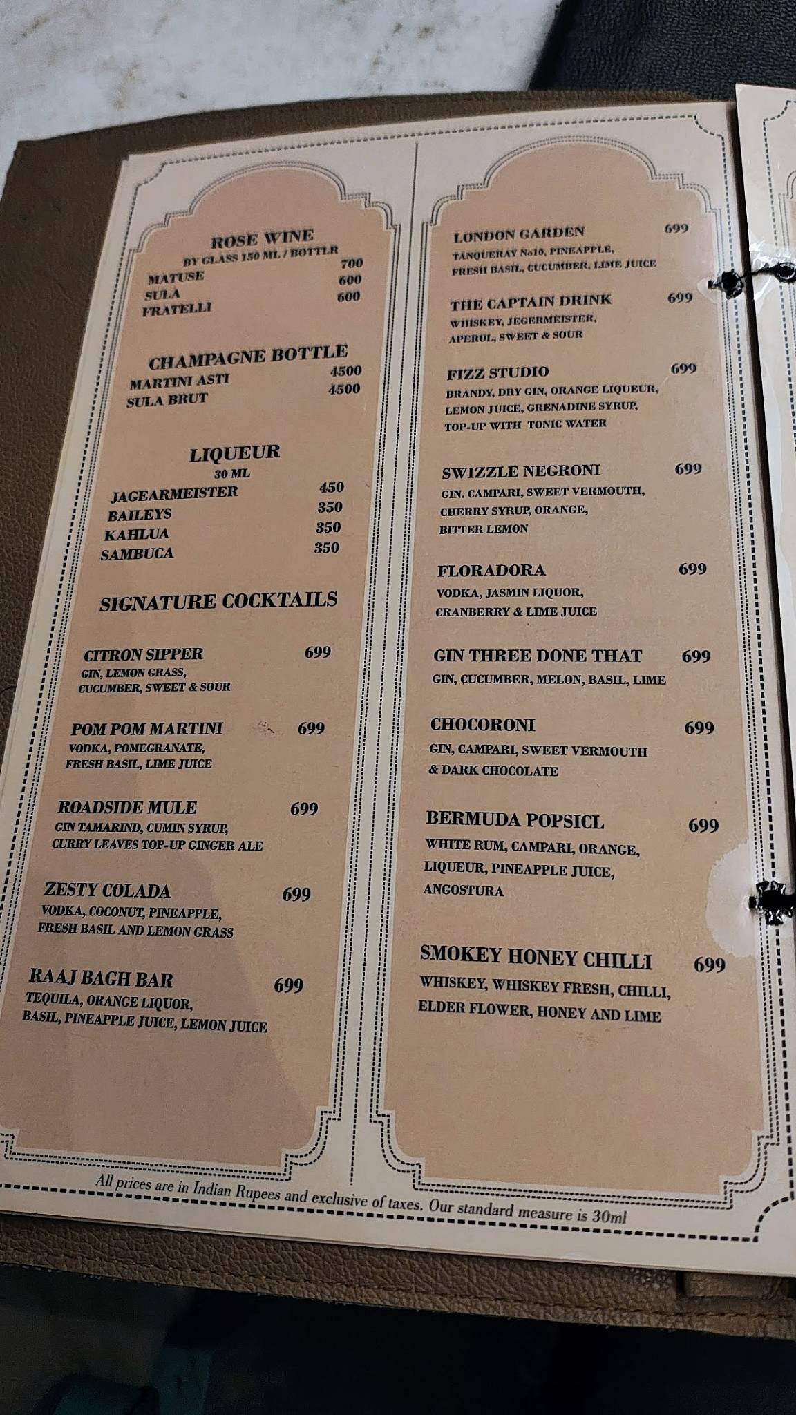 Raaj Bagh Restaurant by Fateh Collection menu