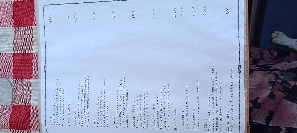 Menu di Tavern Riva 