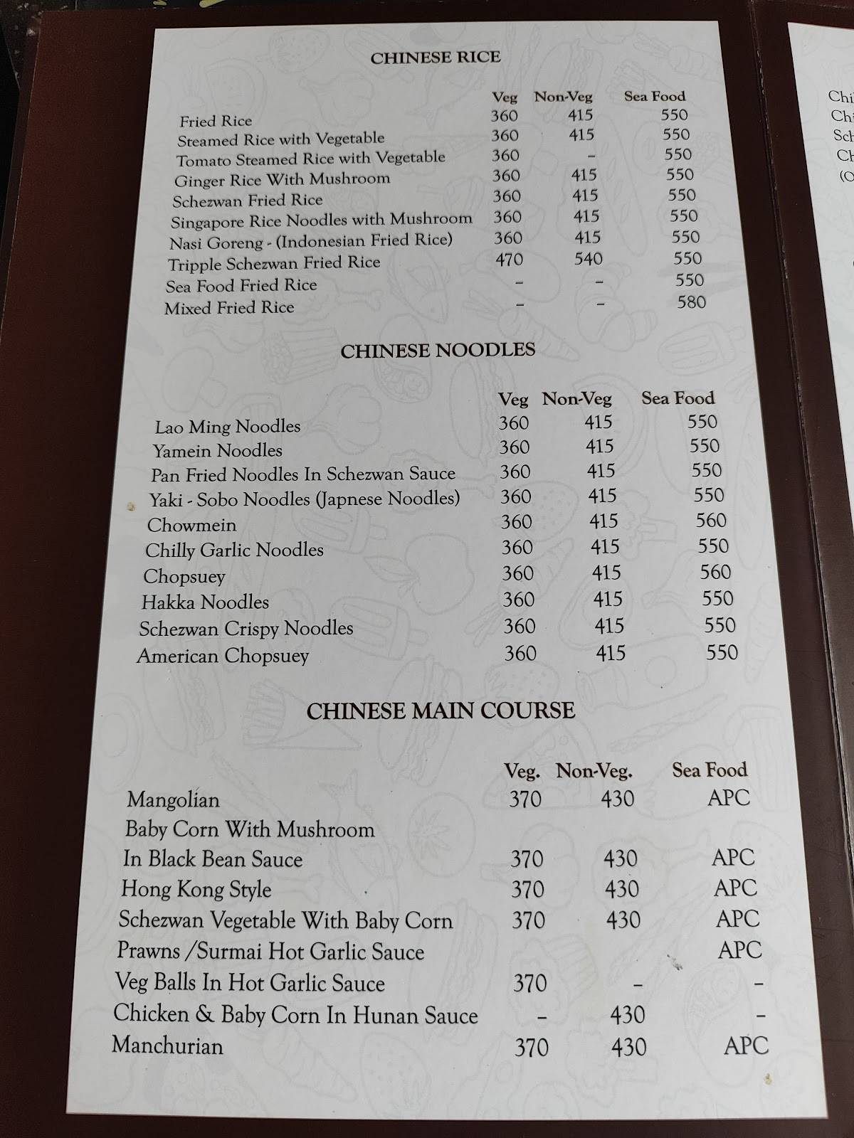 Rahul Restaurant and Bar menu