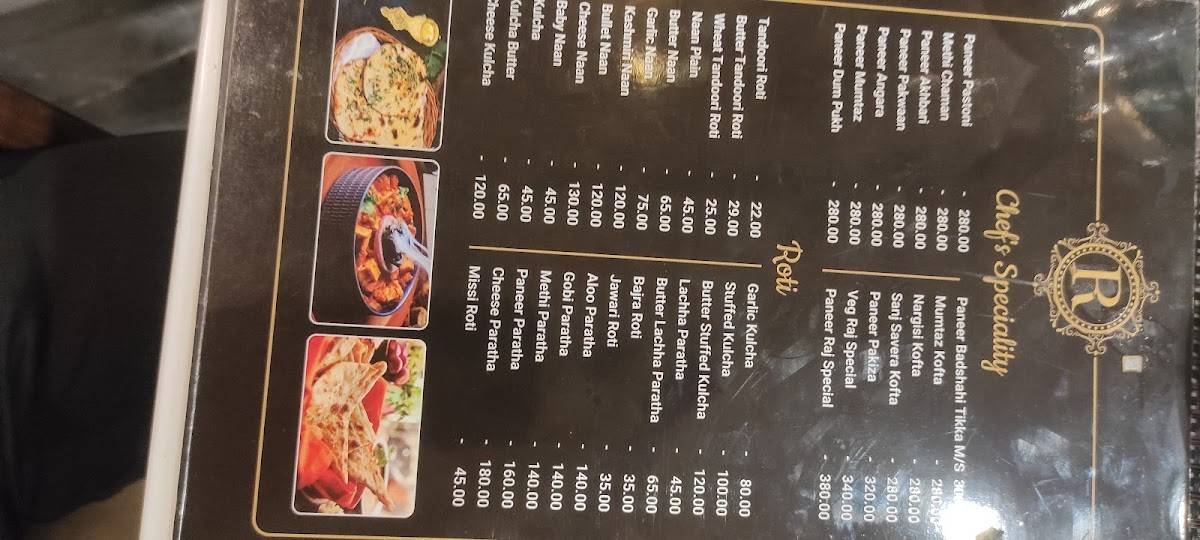 Raj Restaurant menu