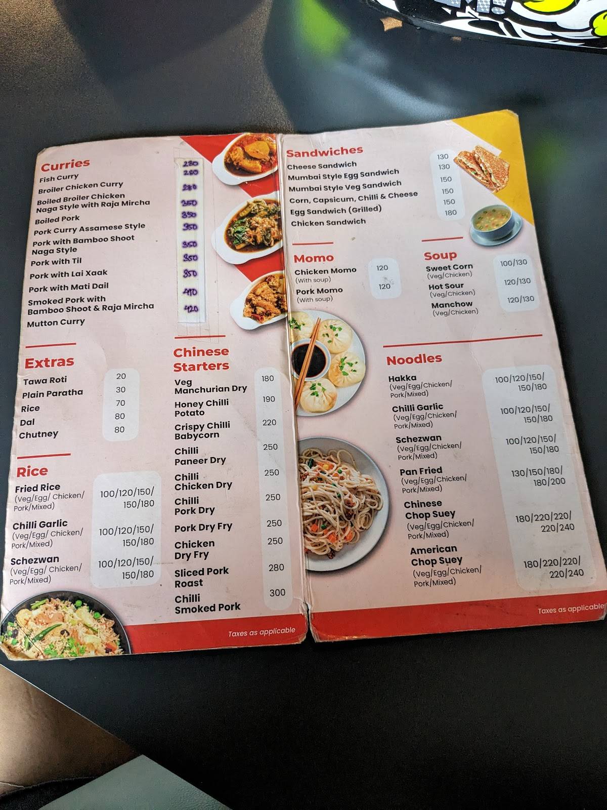 Raja Mircha menu
