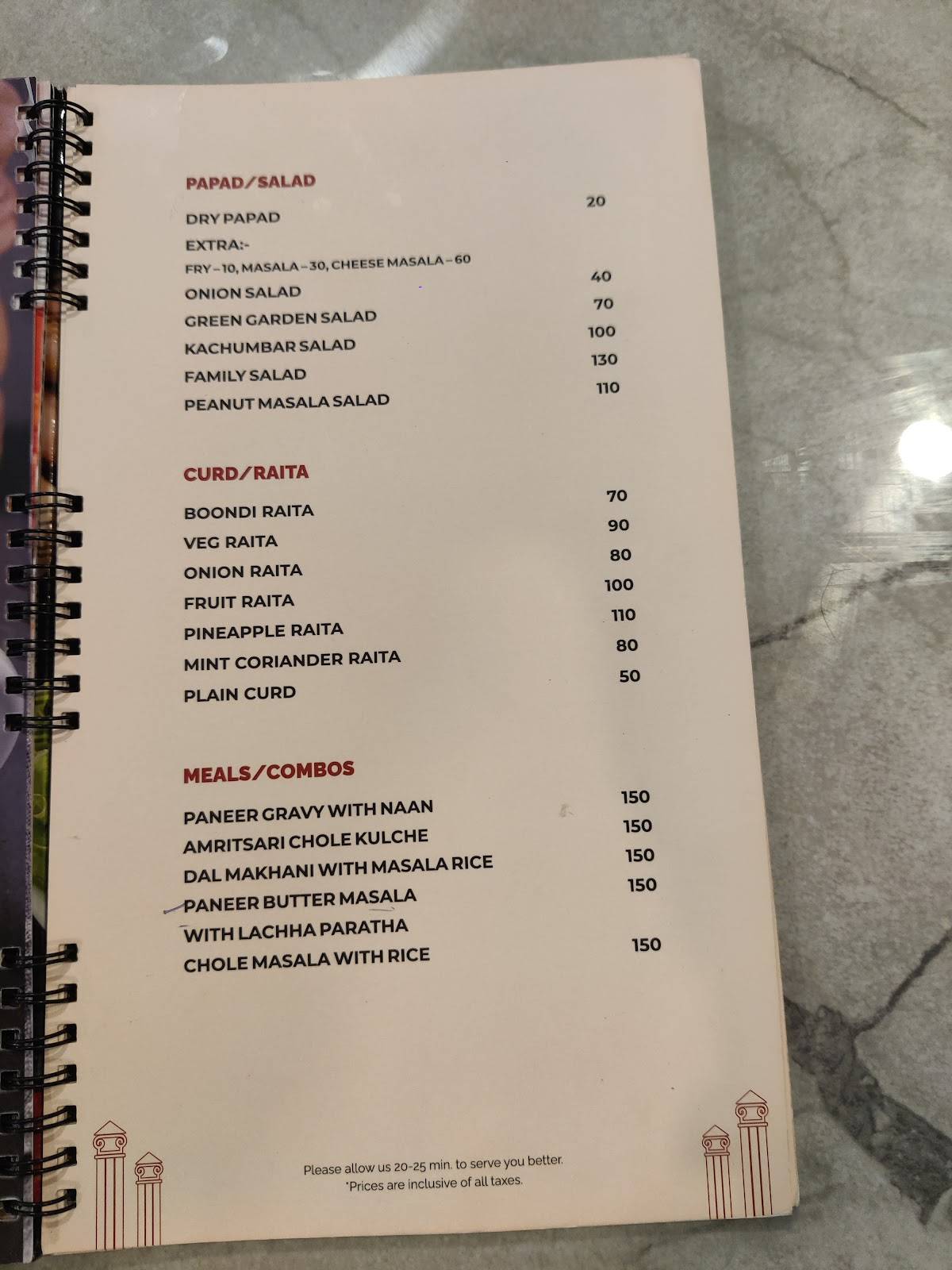 Rajgharana menu
