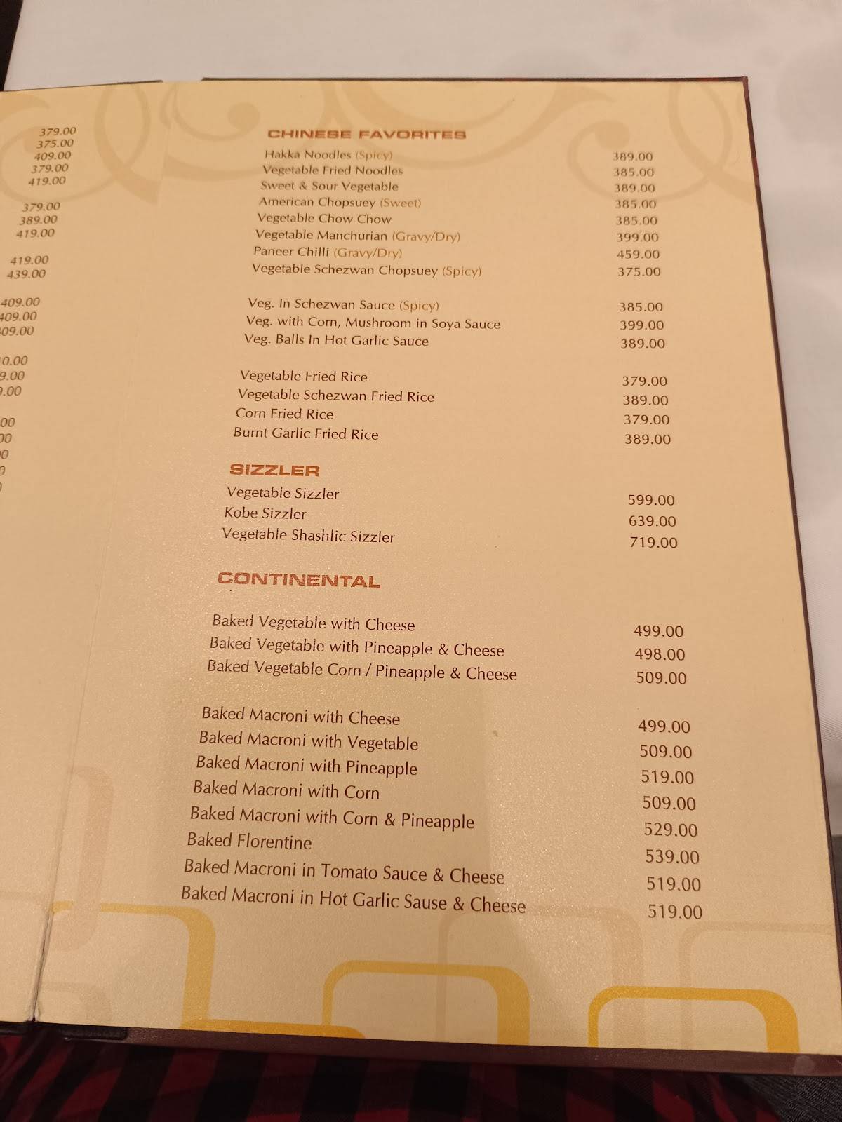 LORDS BANQUET RESTAURANT menu