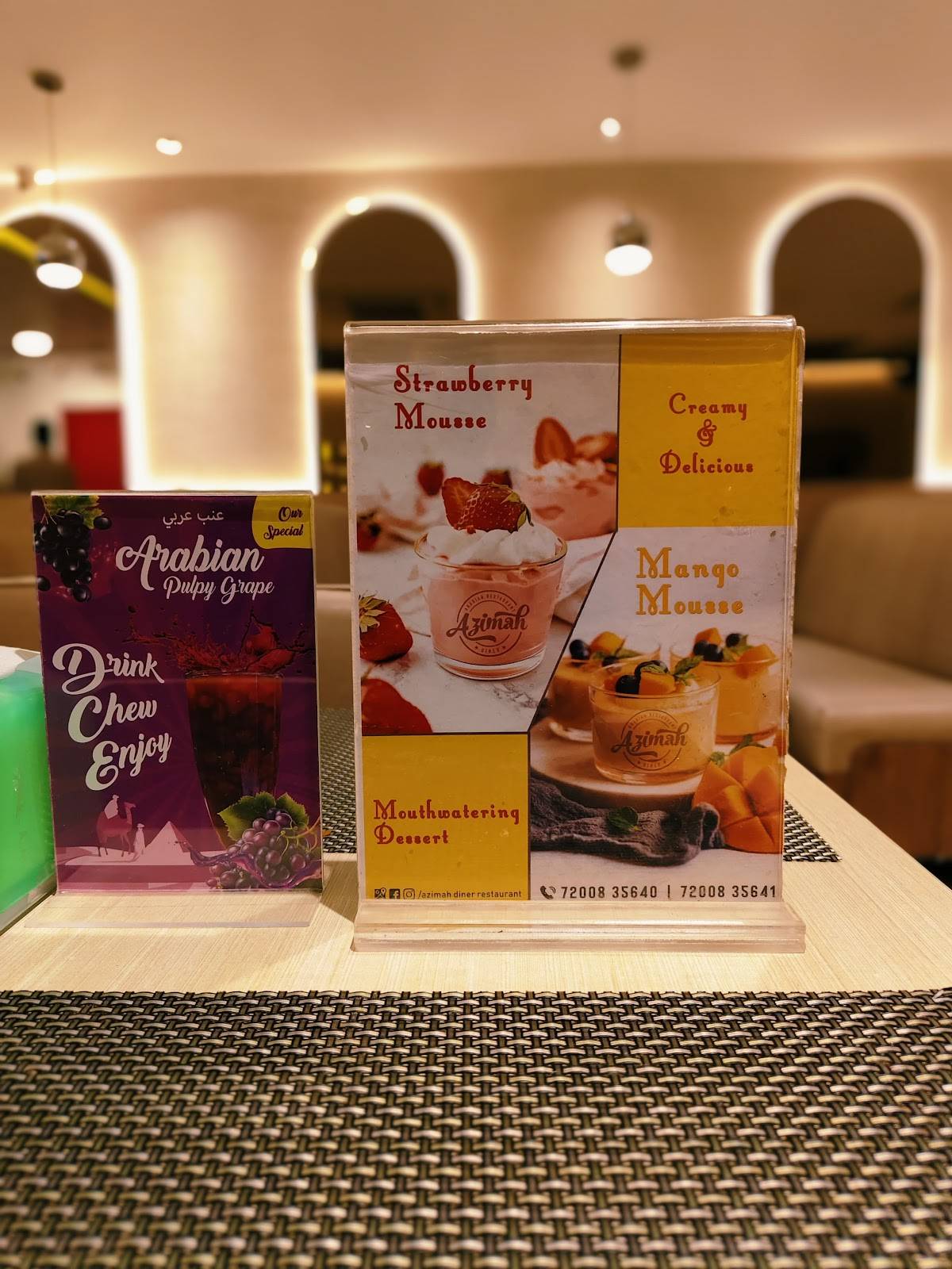 Azimah Arabian Restaurant menu