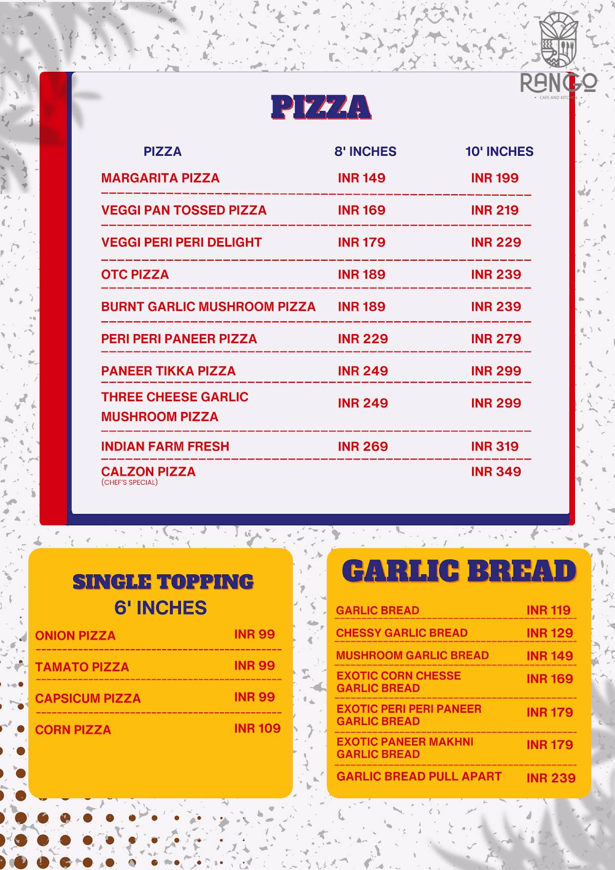 Rango Cafe & Kitchen (Best Cafe in Vaishali) menu