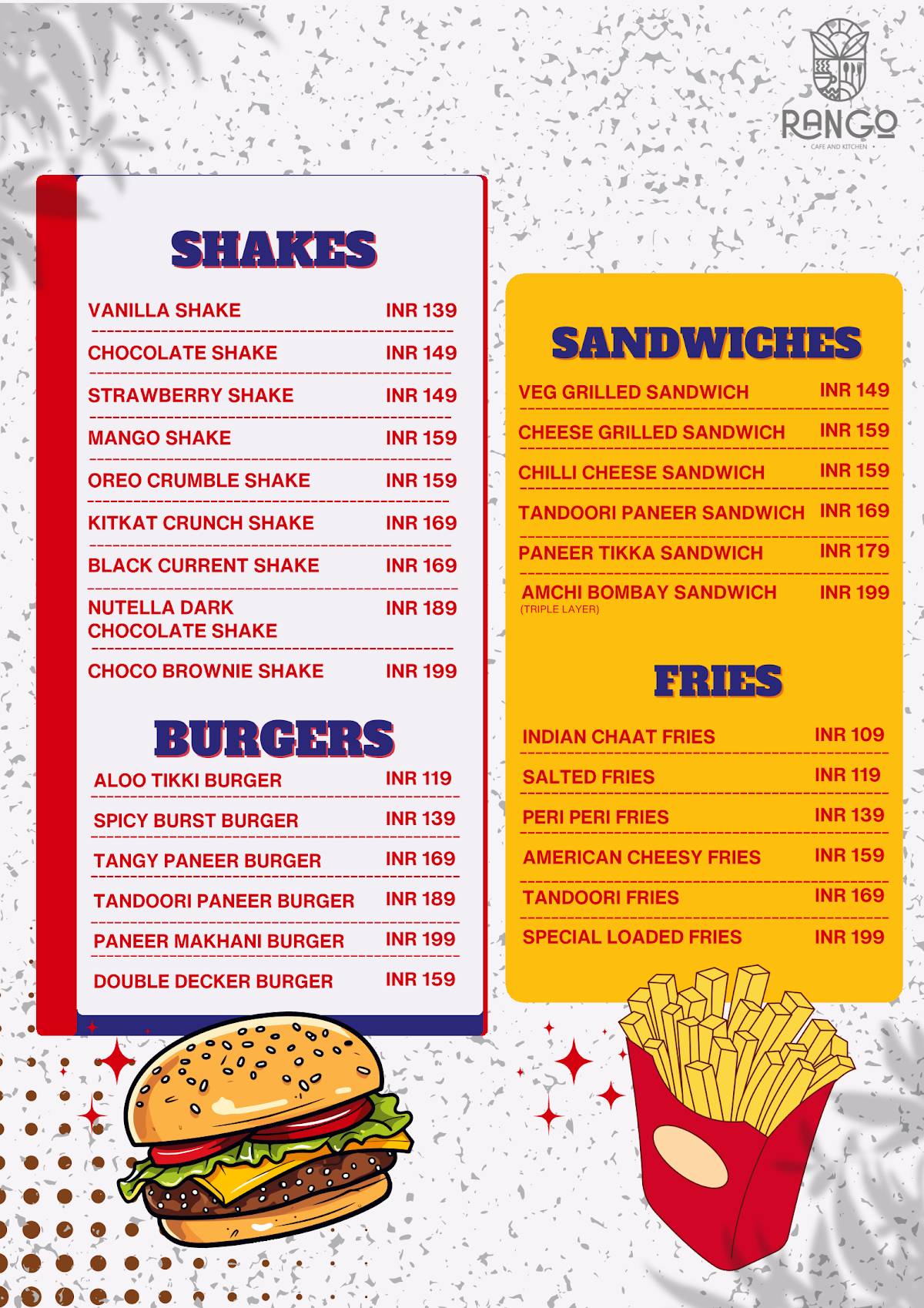Rango Cafe & Kitchen (Best Cafe in Vaishali) menu