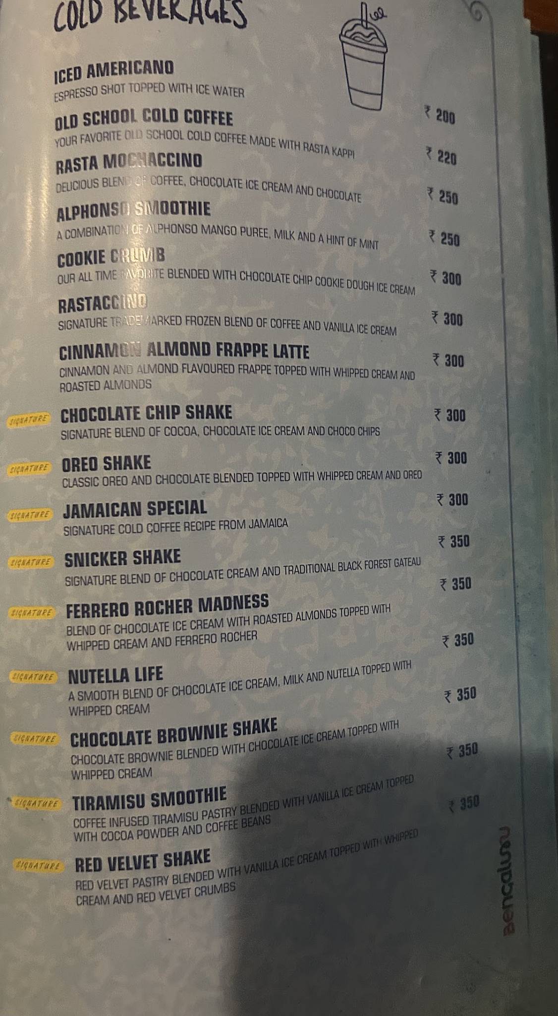 Rasta Cafe, Church St. menu