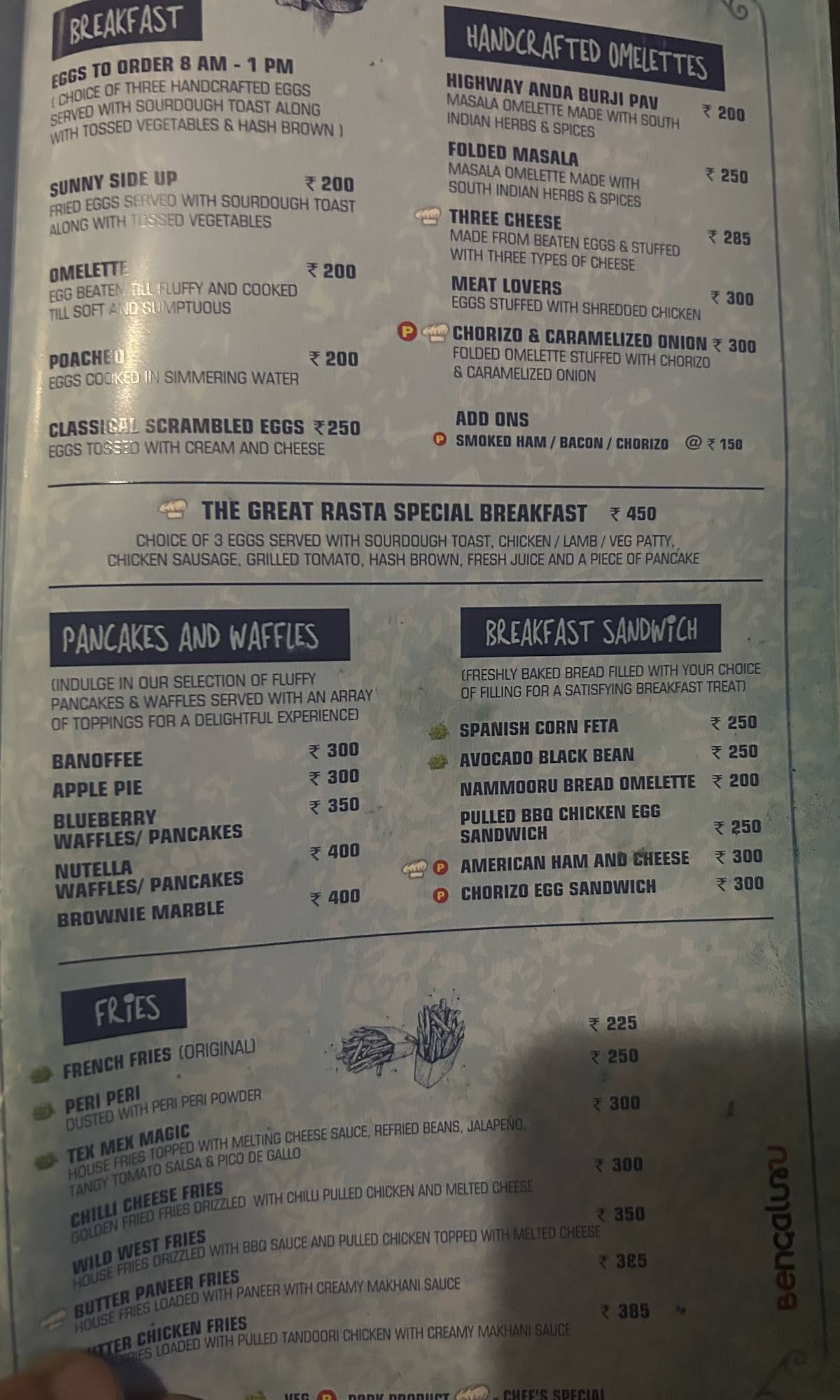 Rasta Cafe, Church St. menu