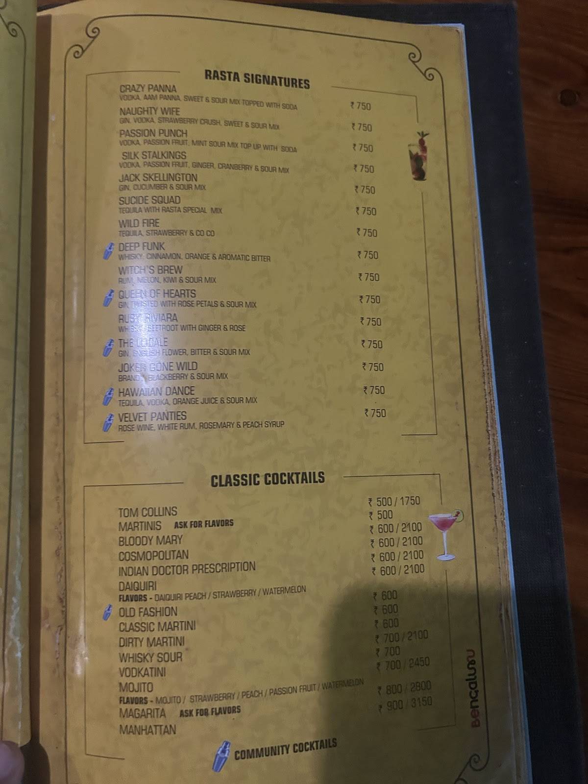 Rasta Cafe, Church St. menu