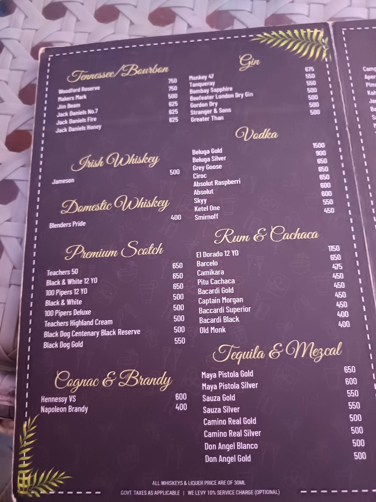 Razzberry Rhinoceros menu