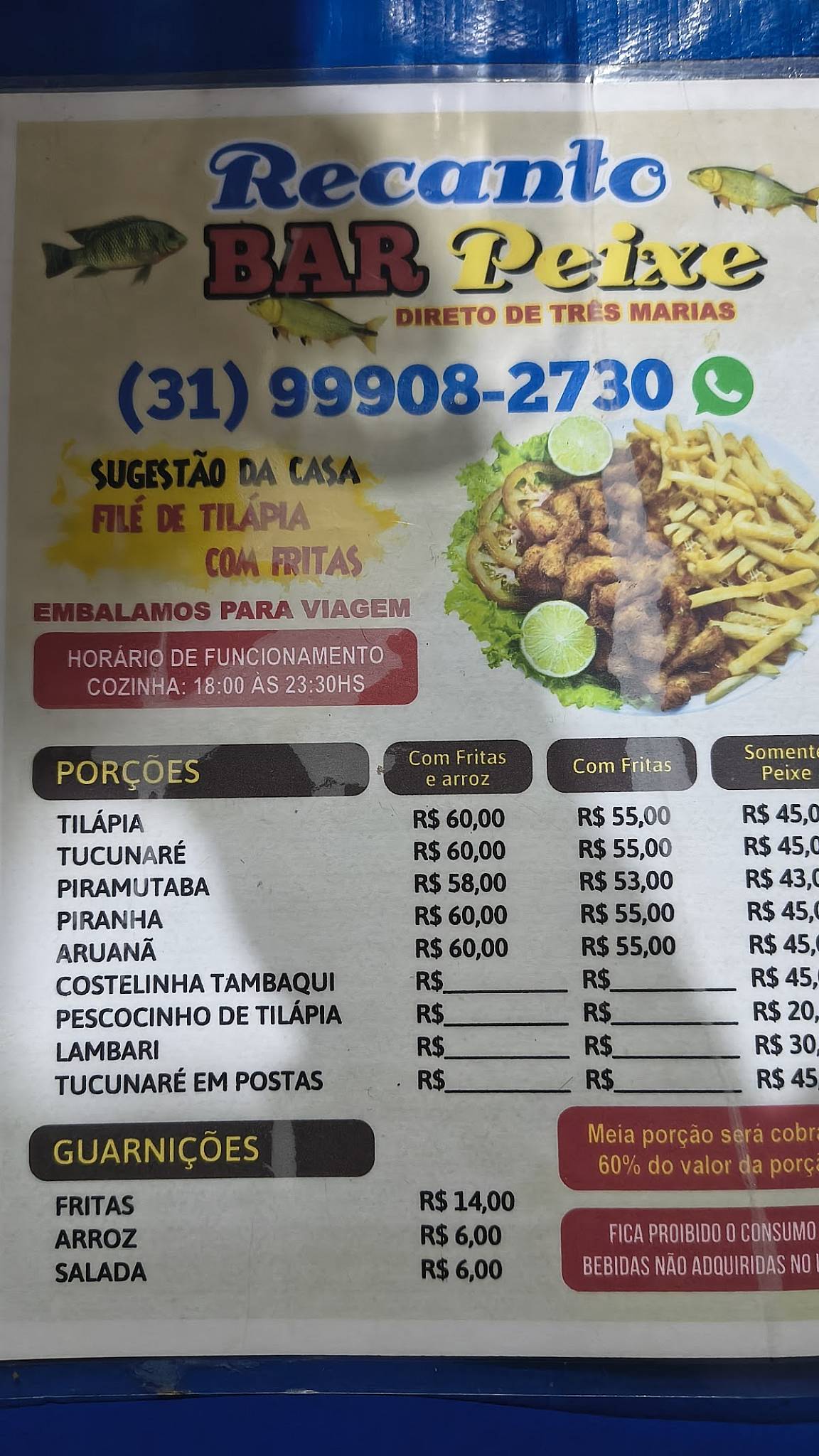 Recanto do Peixe cardápio