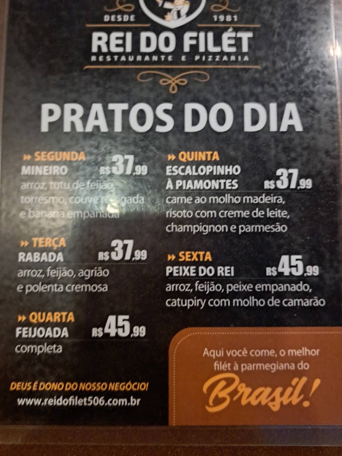 Rei do Filet Restaurante & Pizzaria 506 cardápio