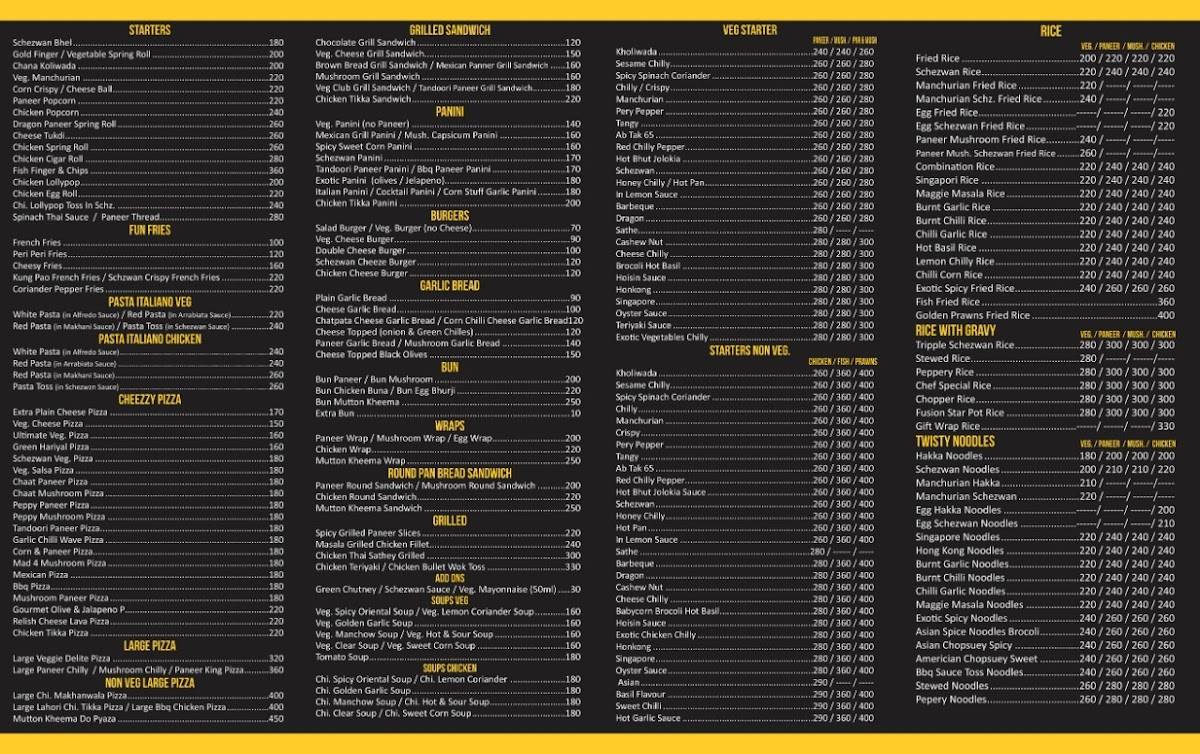 Relish Temptation menu