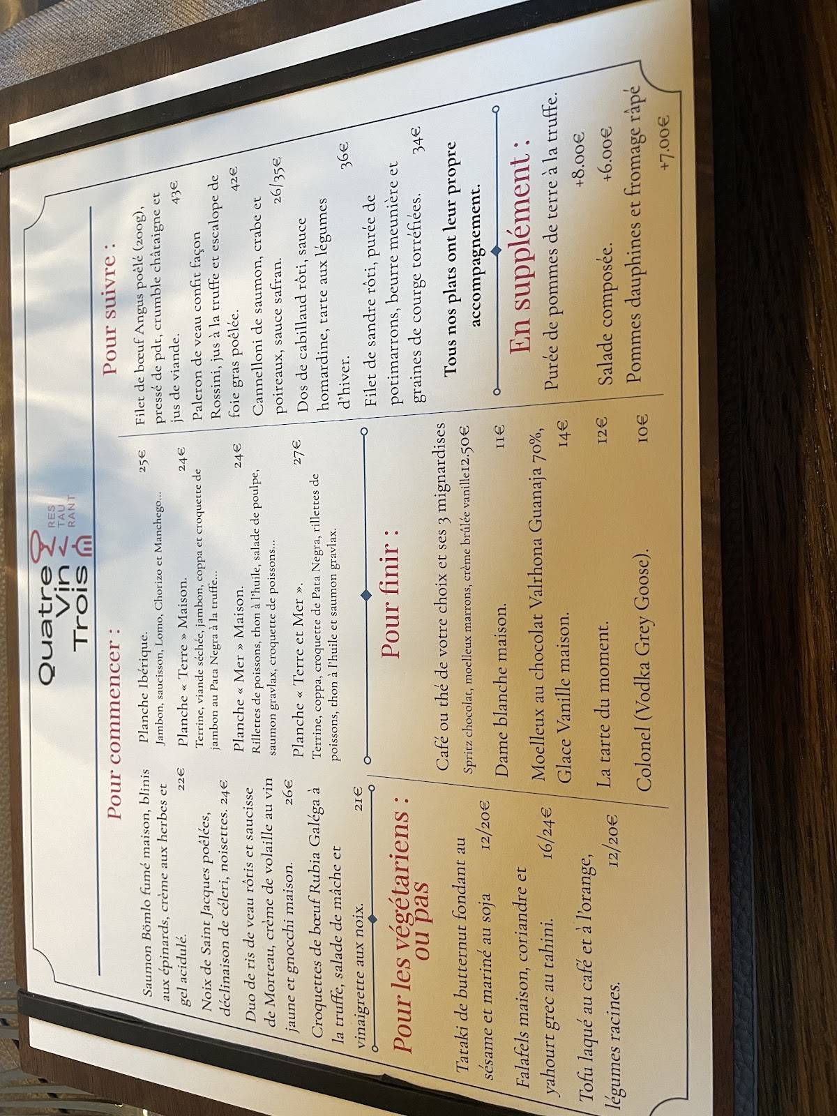 Menu de Restaurant 4 vin 3
