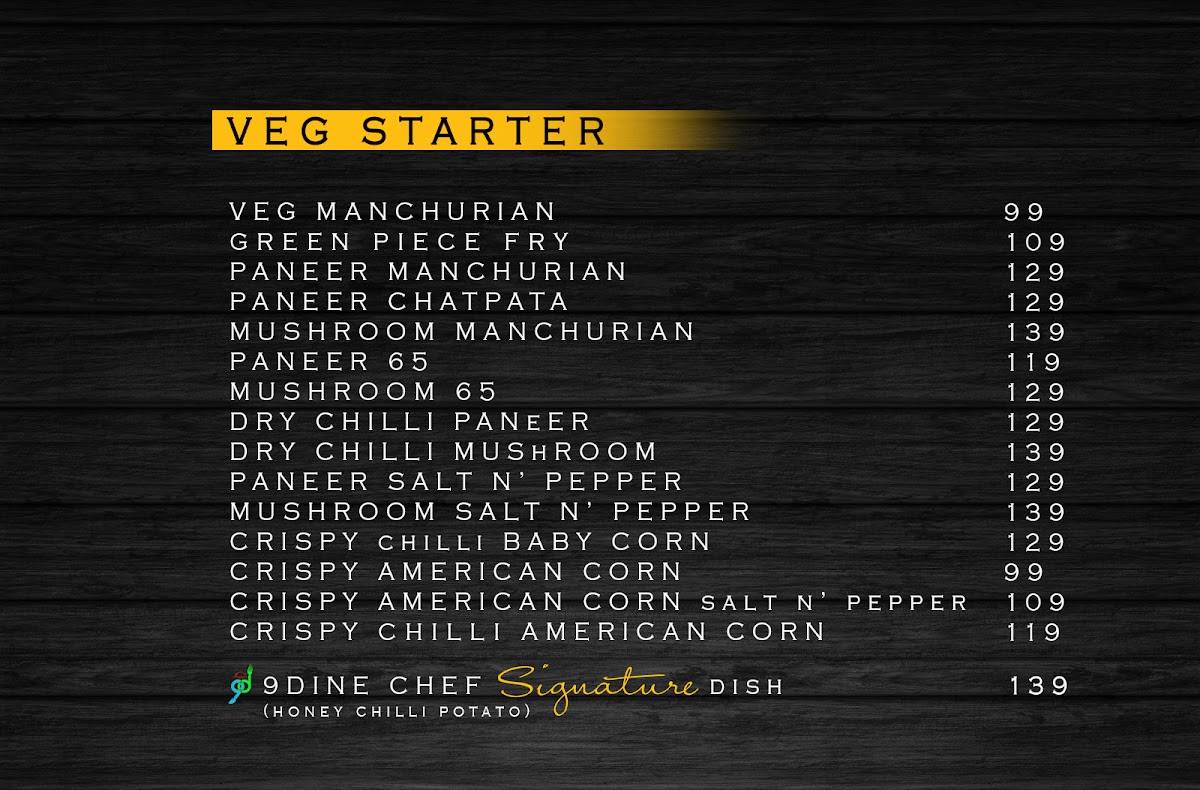 9Dine Multicuisine Restaurant menu